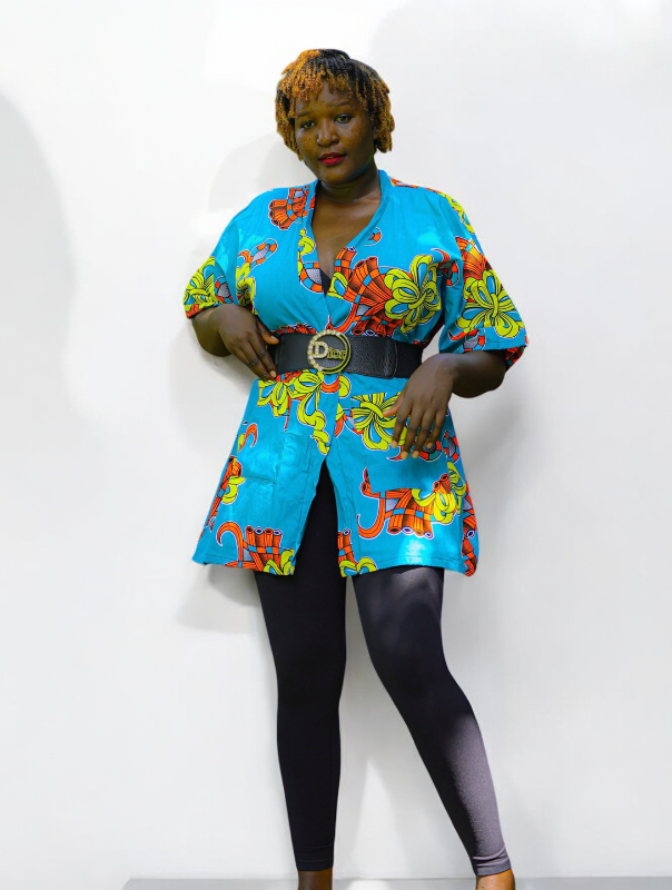 Azure Ribbon Short Kimono