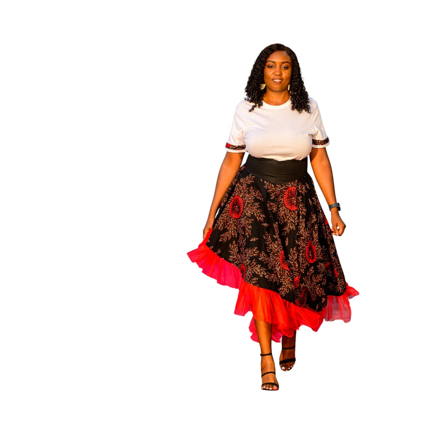 Ankara Mesh detail skirt