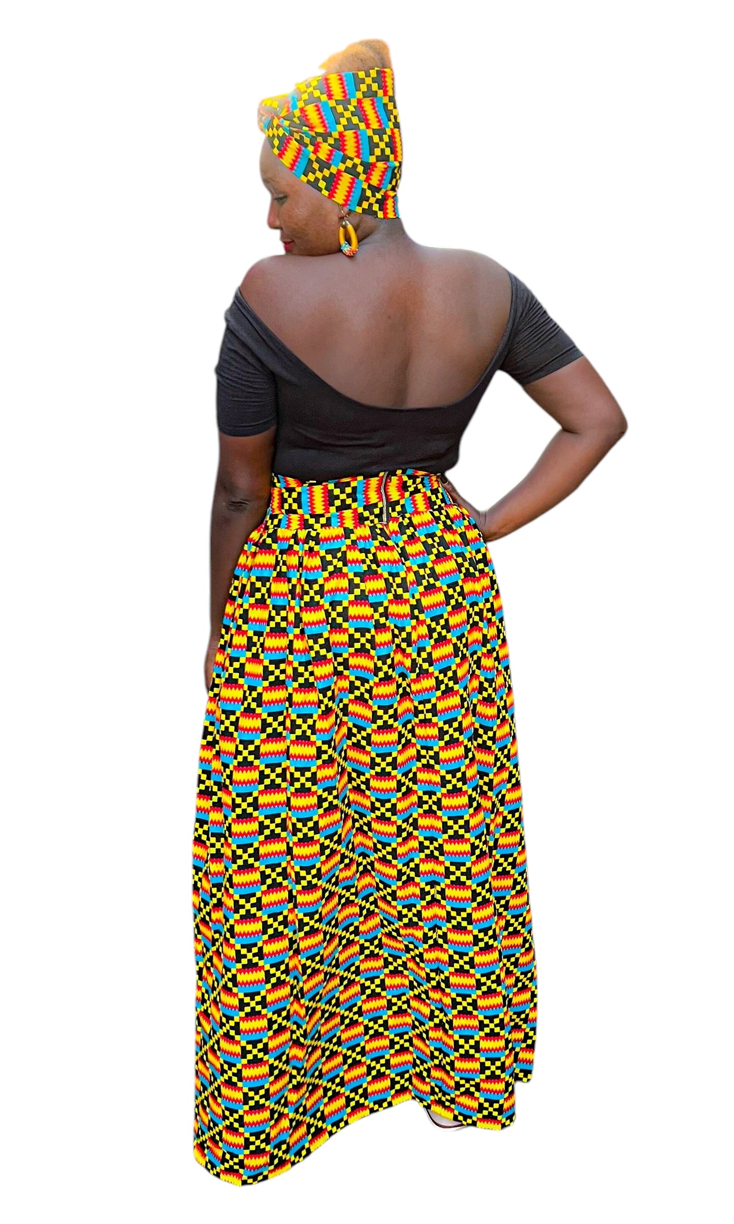 Ankara Long Diagonal Skirt