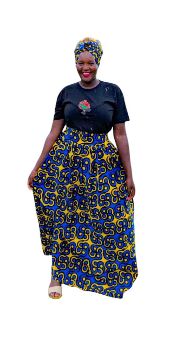 Long Ankara Rounded Floral