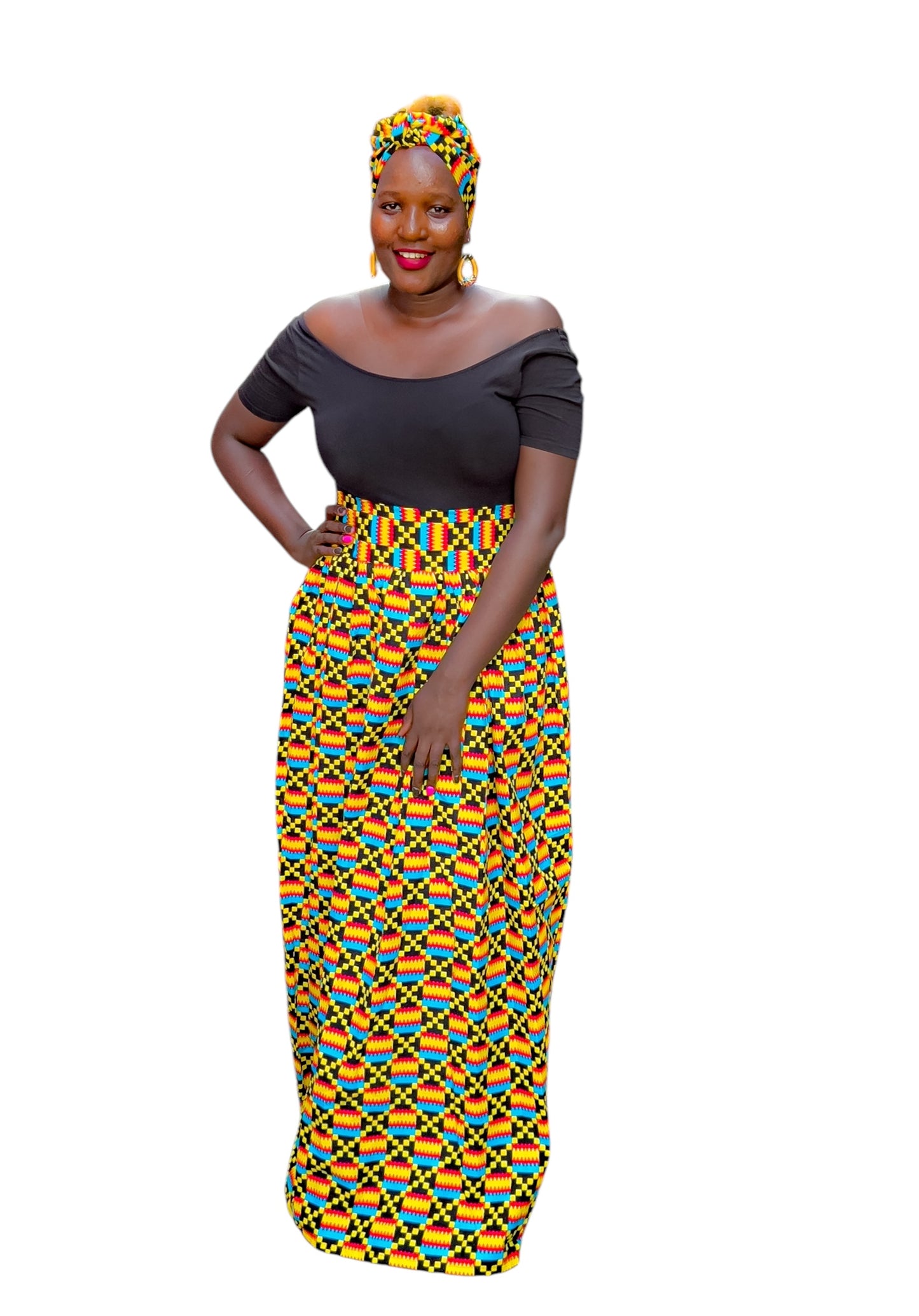 Ankara Long Diagonal Skirt