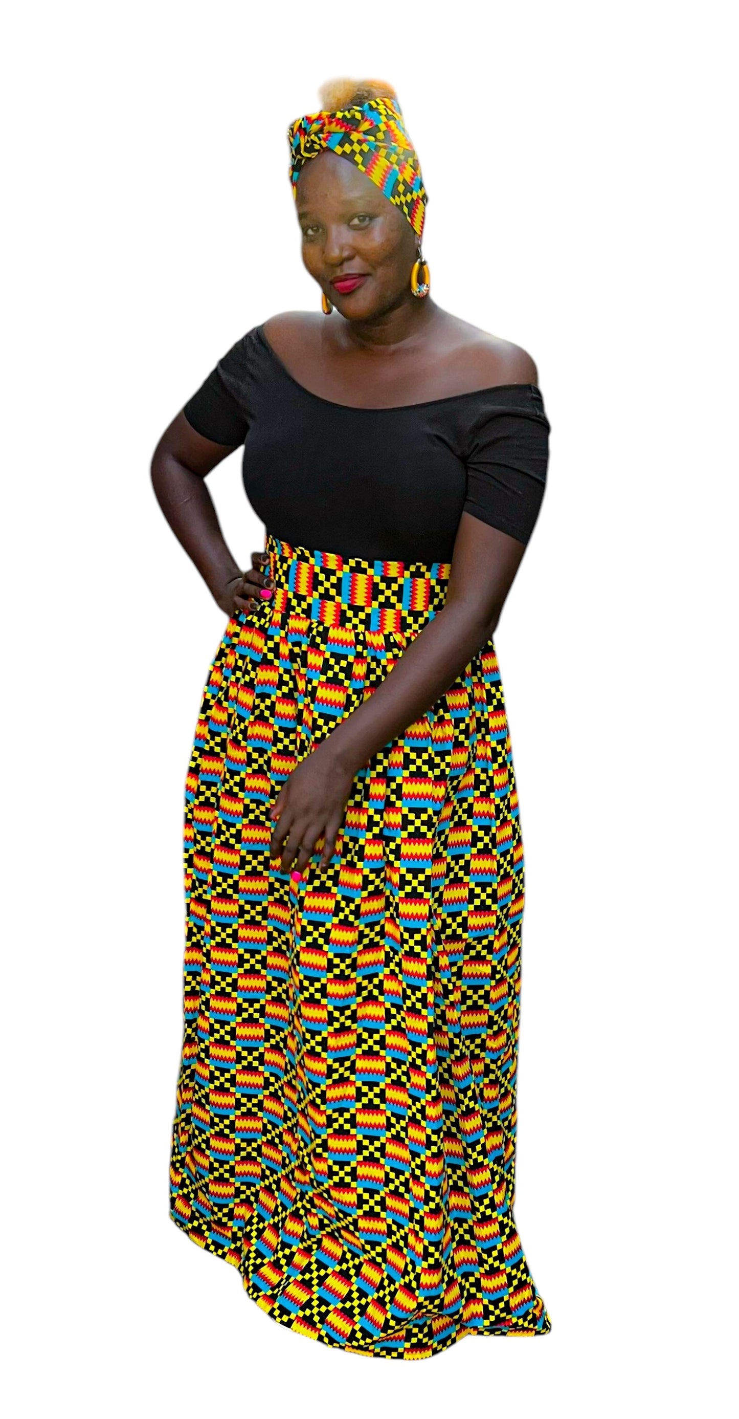 Ankara Long Diagonal Skirt