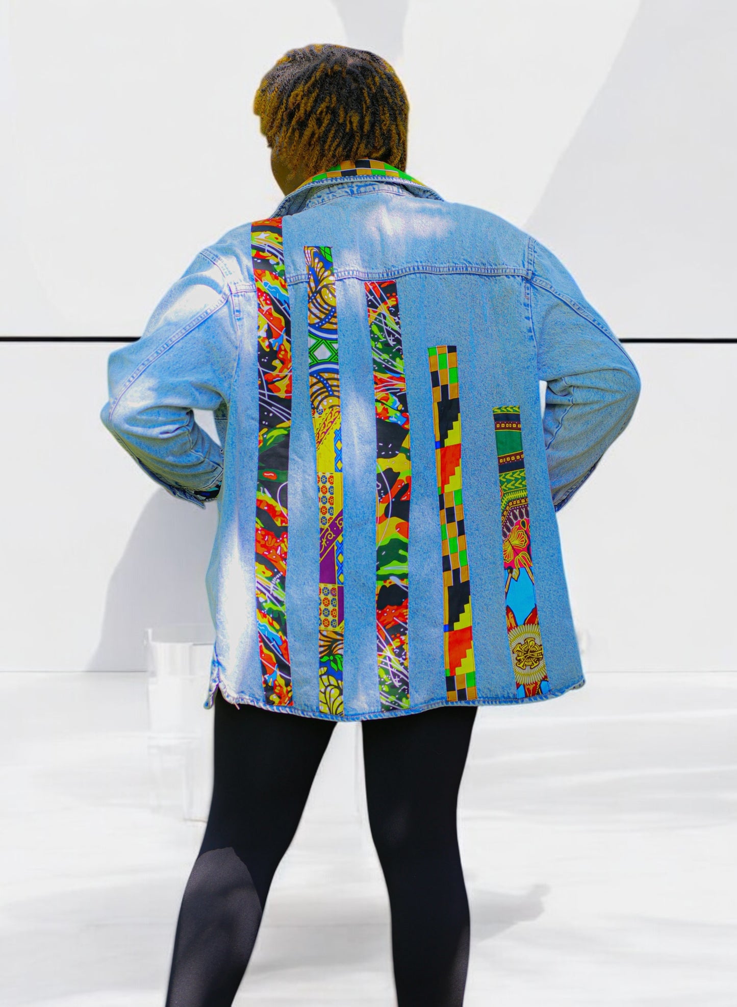 Acid Wash Ankara Fusion Denim in Strip