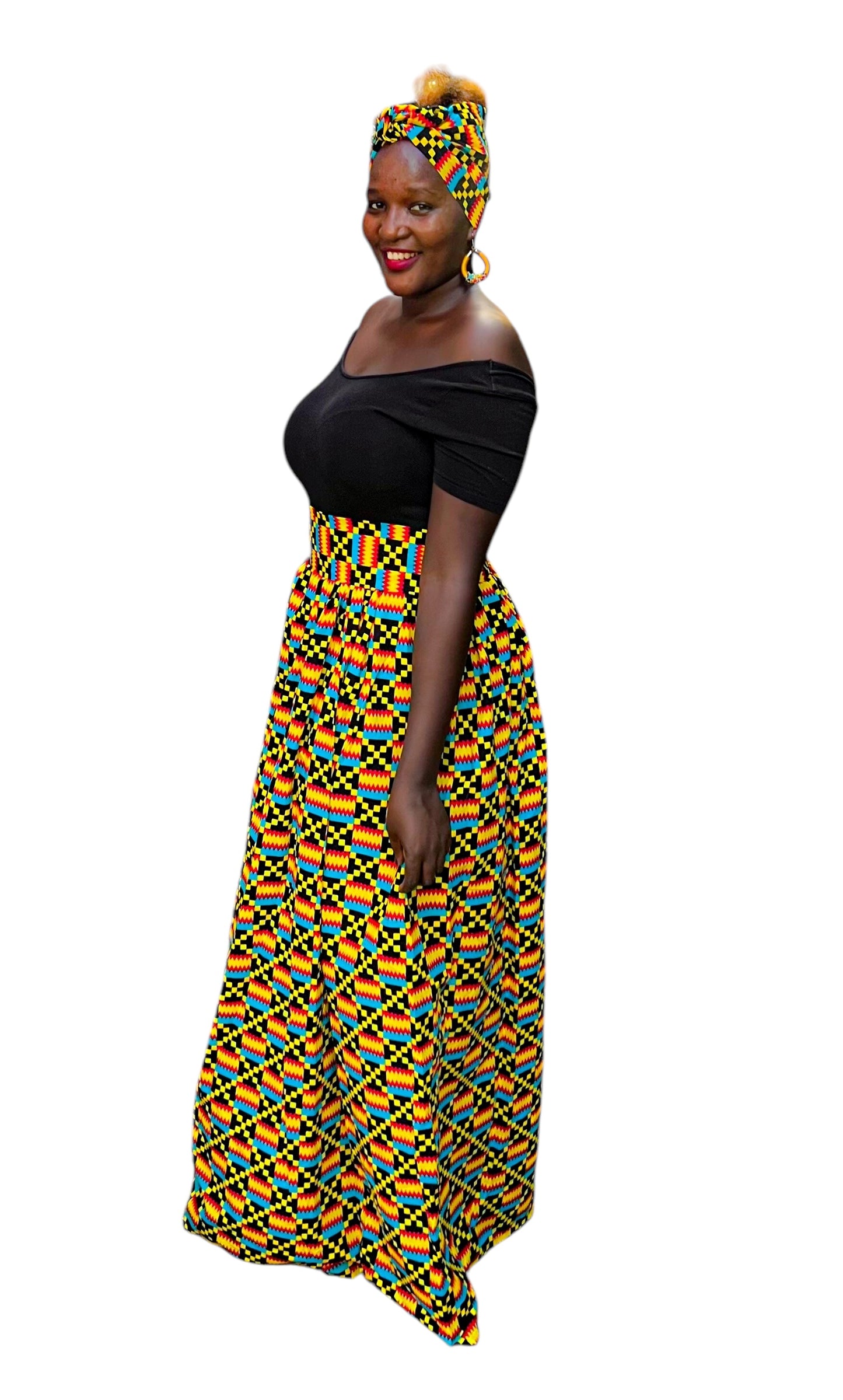 Ankara Long Diagonal Skirt