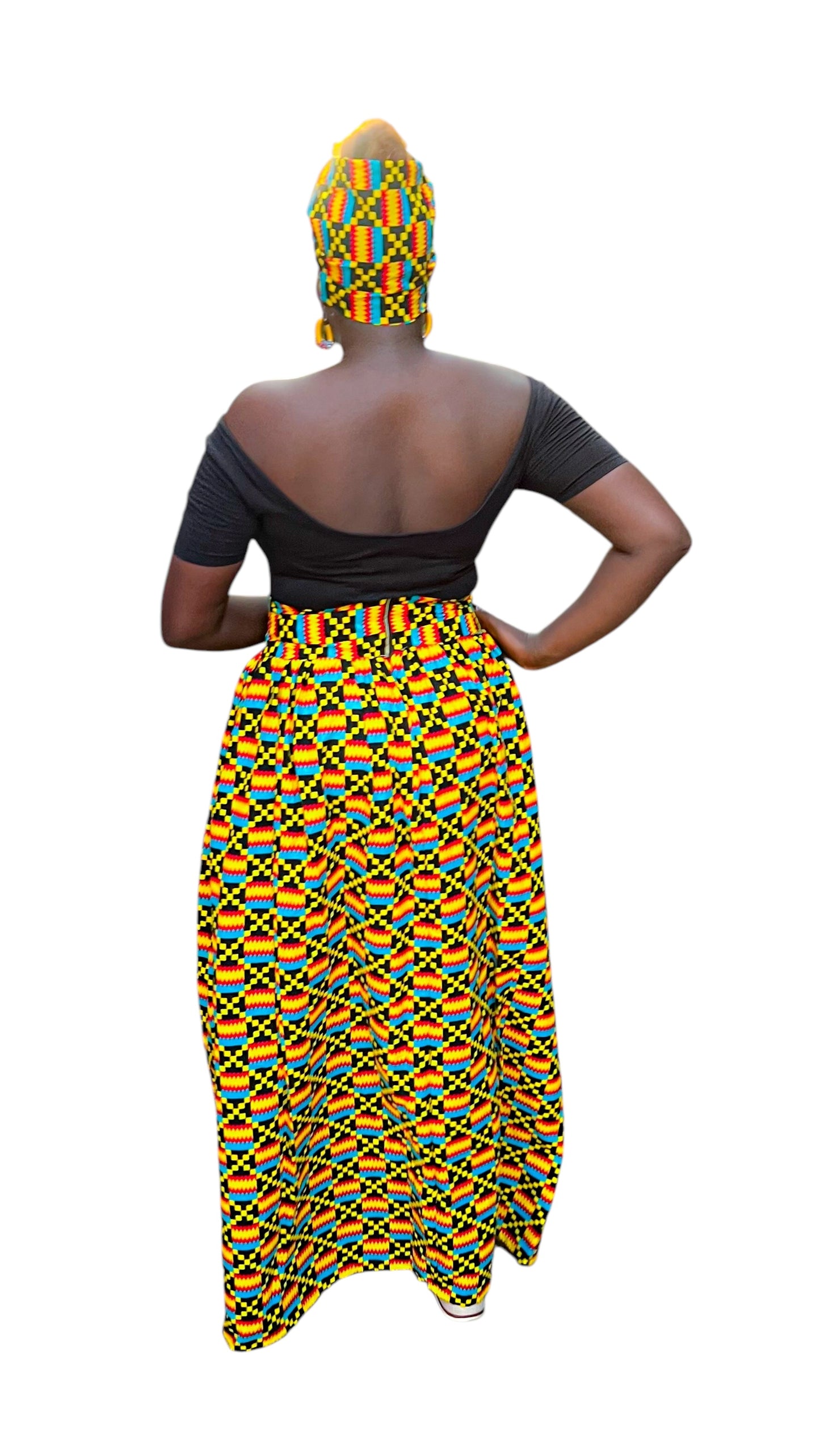 Ankara Long Diagonal Skirt