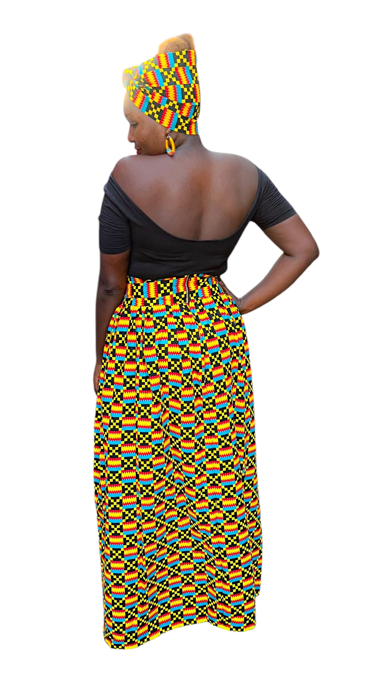 Ankara Long Diagonal Skirt
