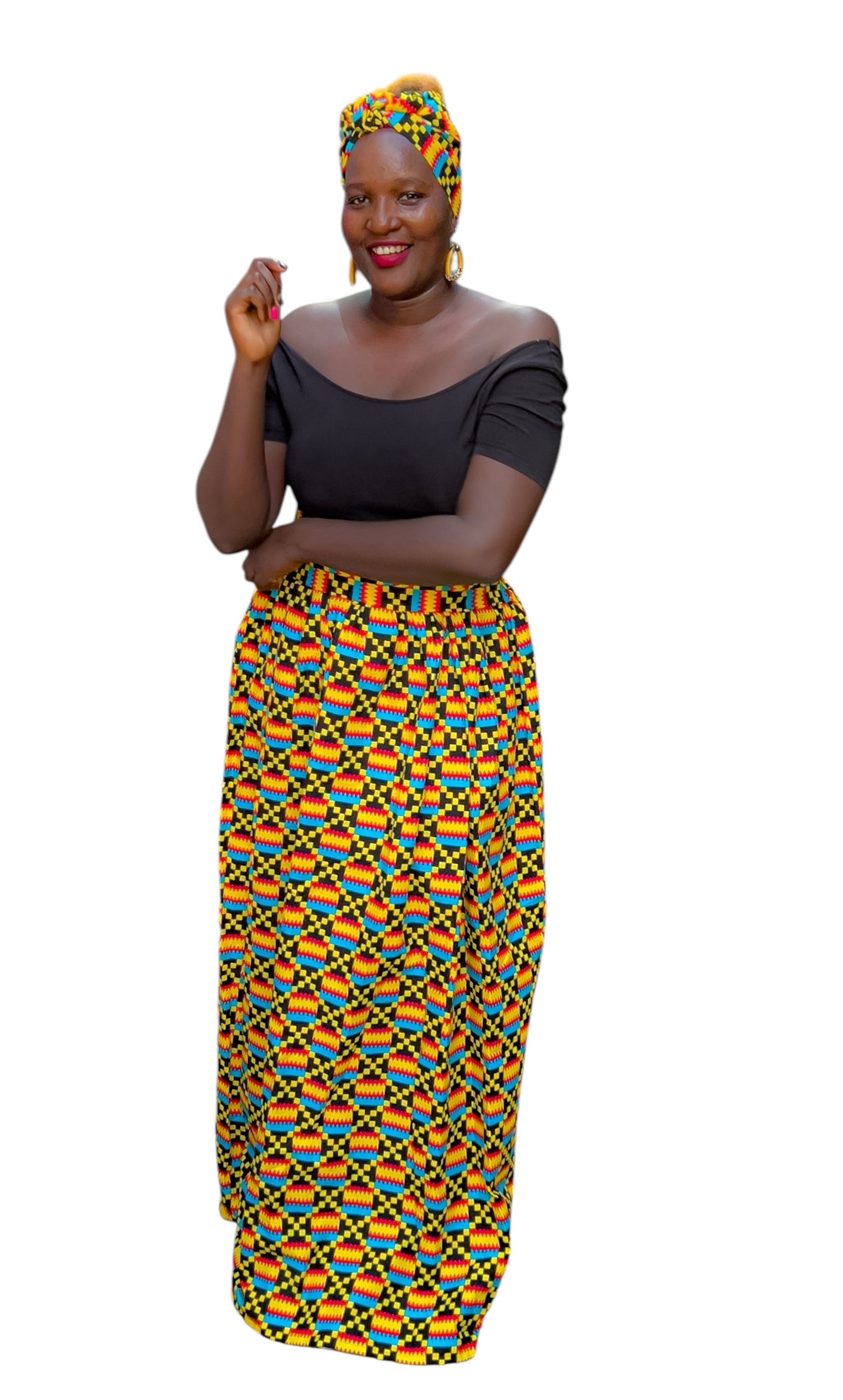 Ankara Long Diagonal Skirt