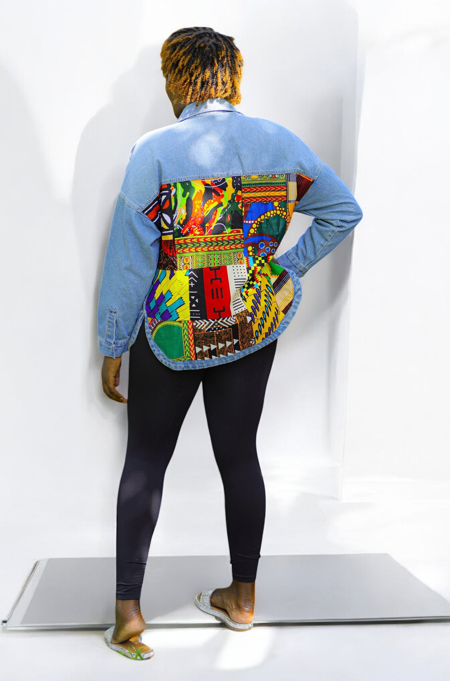 Acid Wash Ankara Fusion Denim in Strip