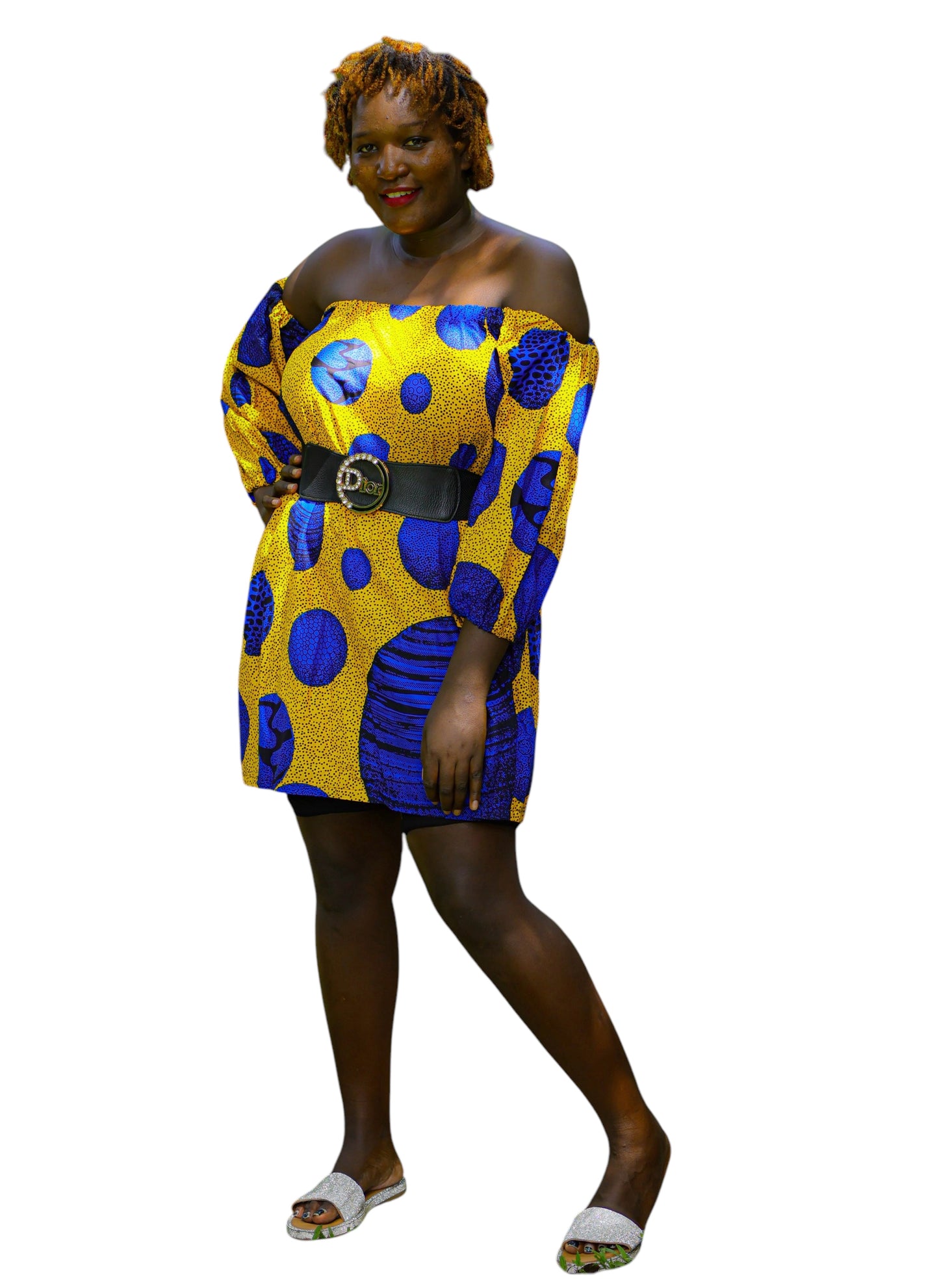Playful Off Shoulder African Inspired Dress