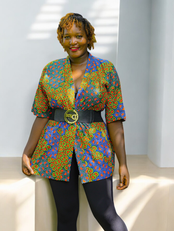 Round Abstract Short Kimono