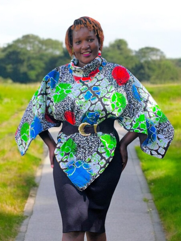 Ankara Poncho In Flower Print