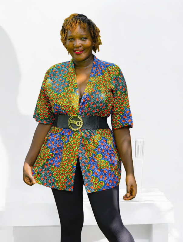 Round Abstract Short Kimono