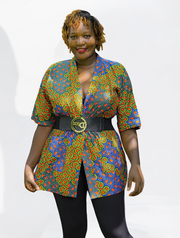 Round Abstract Short Kimono