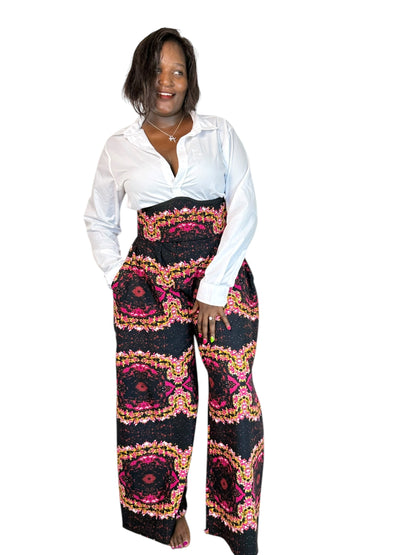 Pink Floral Jumbo Pants — Belted Edition