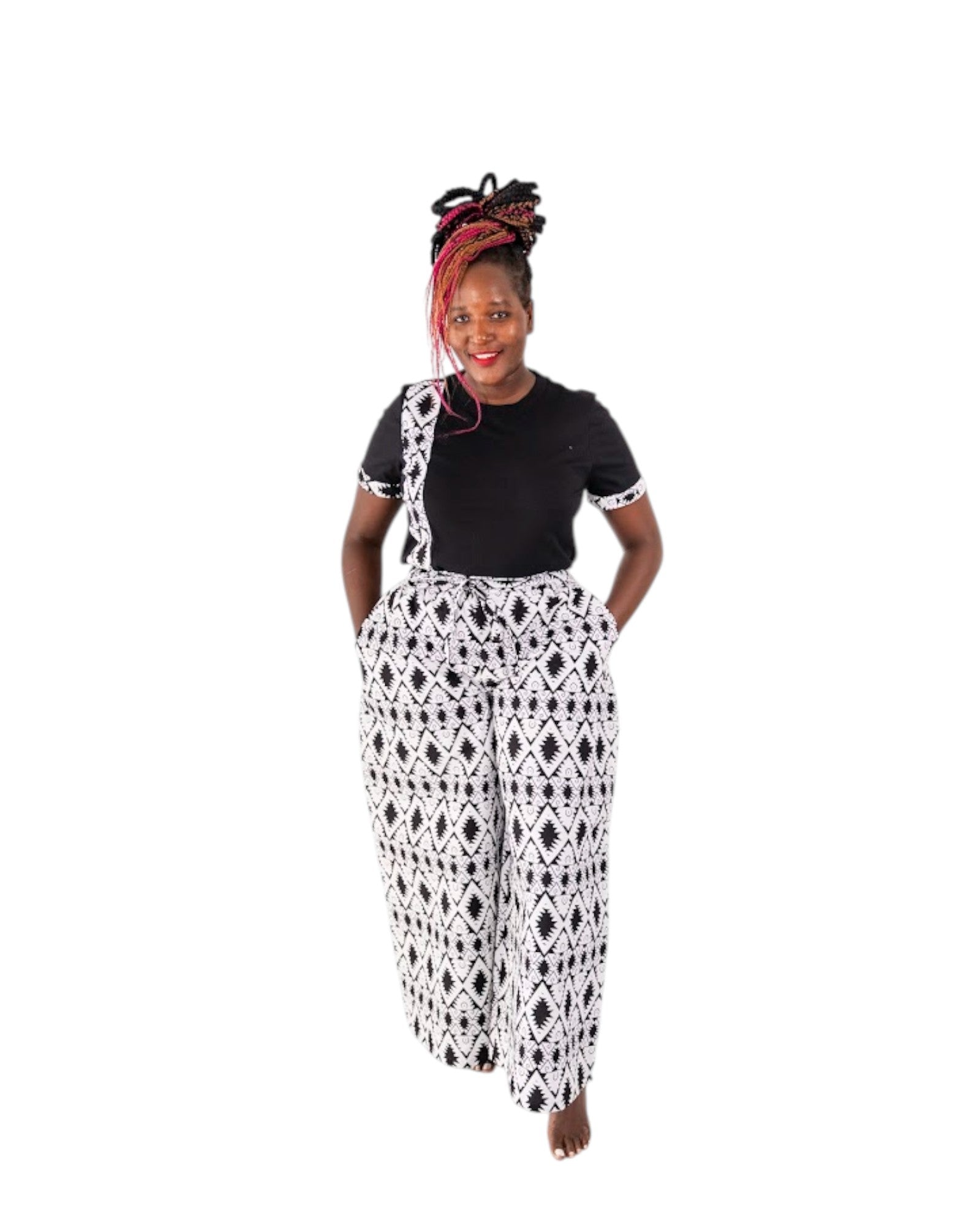 Baggy Ankara Trousers - Black and white