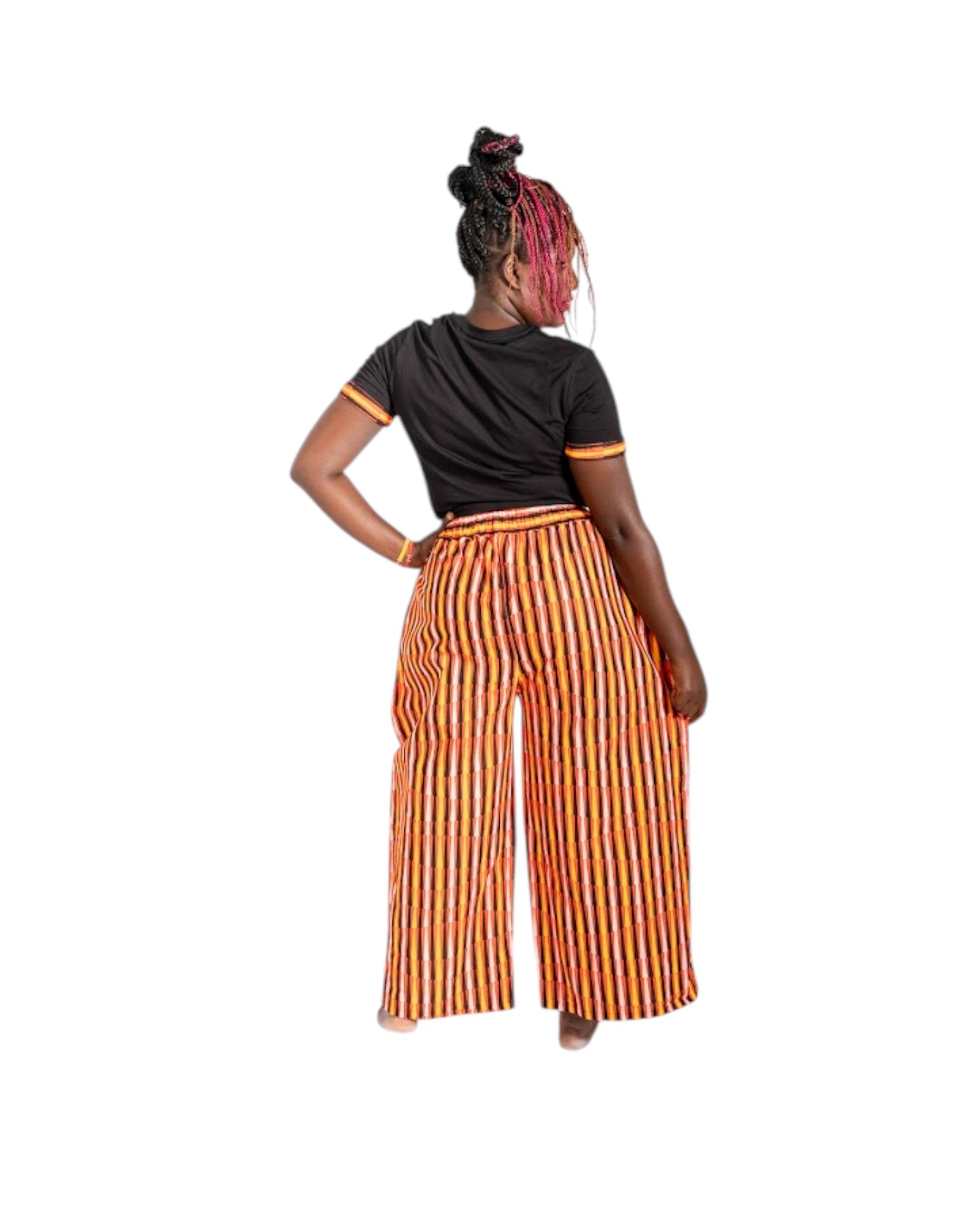 Baggy Ankara Trousers -Striped orange black