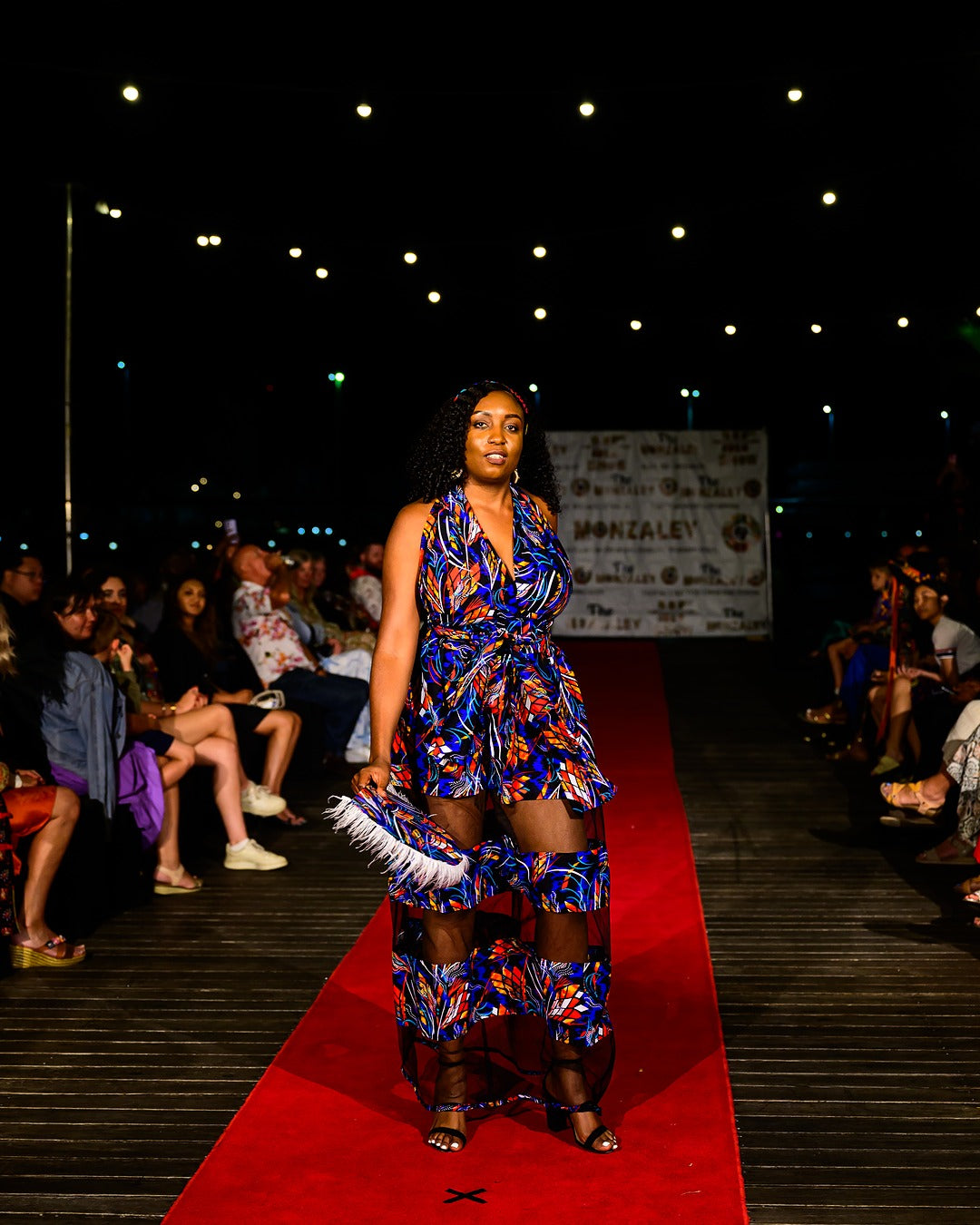 Blue Ankara Infinity Dress with Mesh