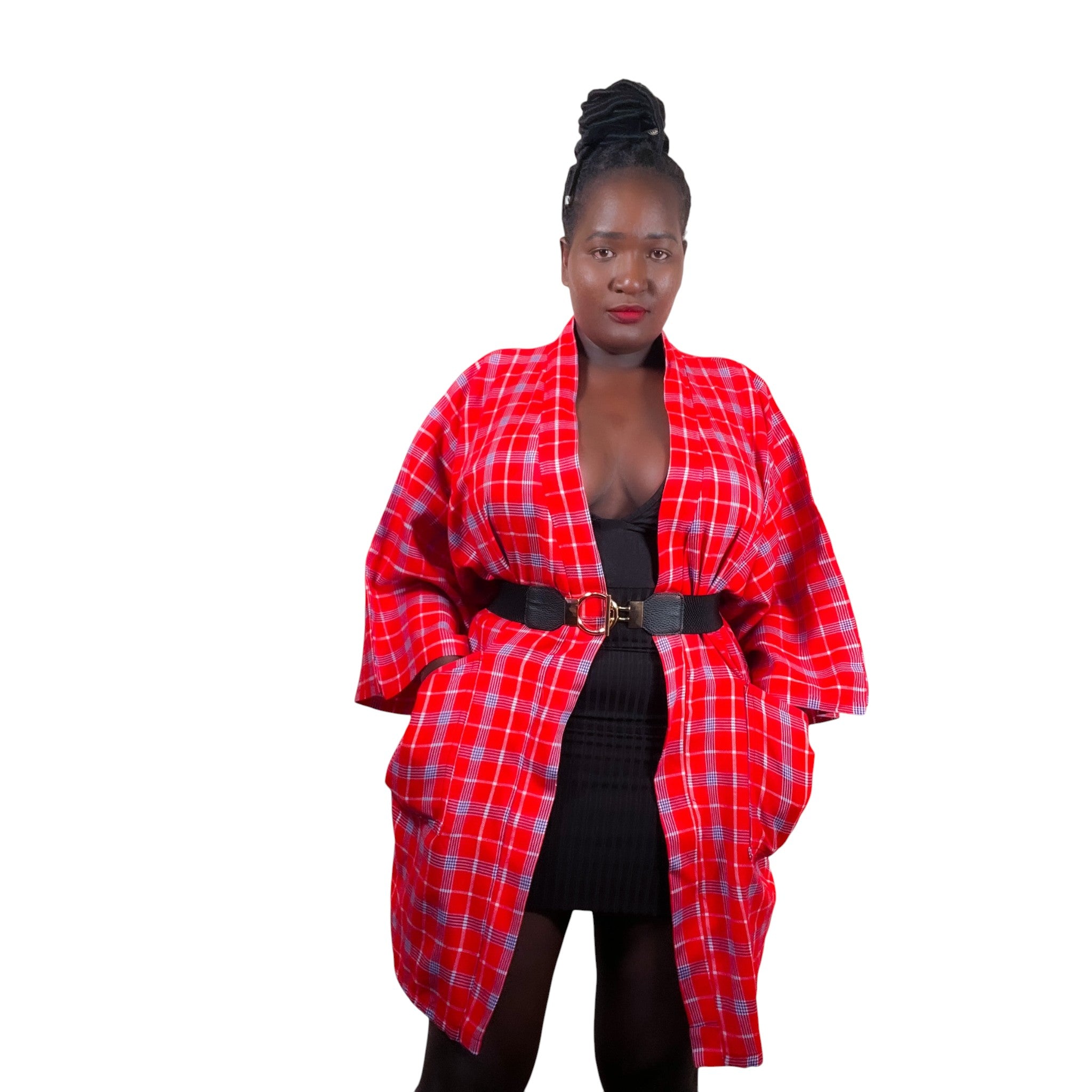 Maasai kimono - White Blue red