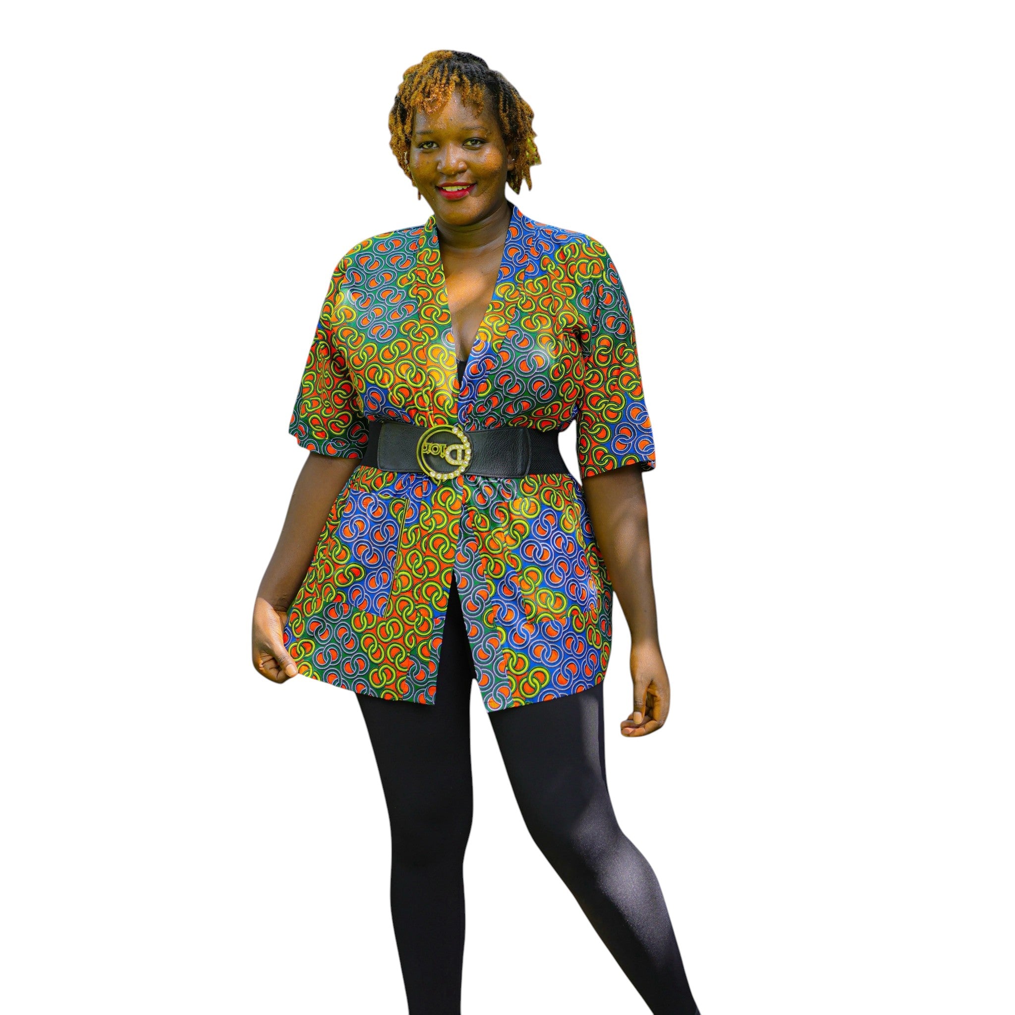 Round Abstract Short Kimono