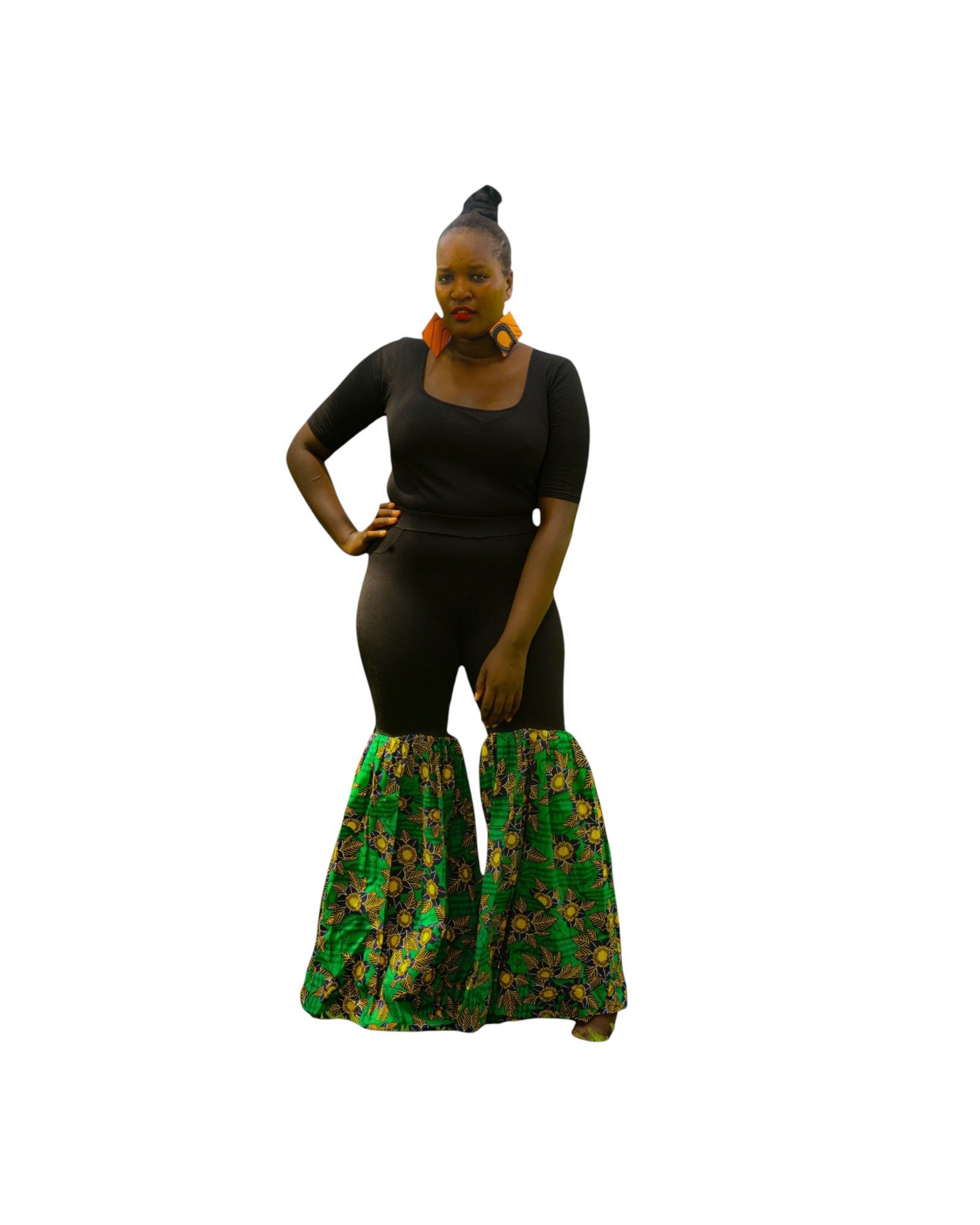 Ankara Fusion Jeggings - Green Yellow