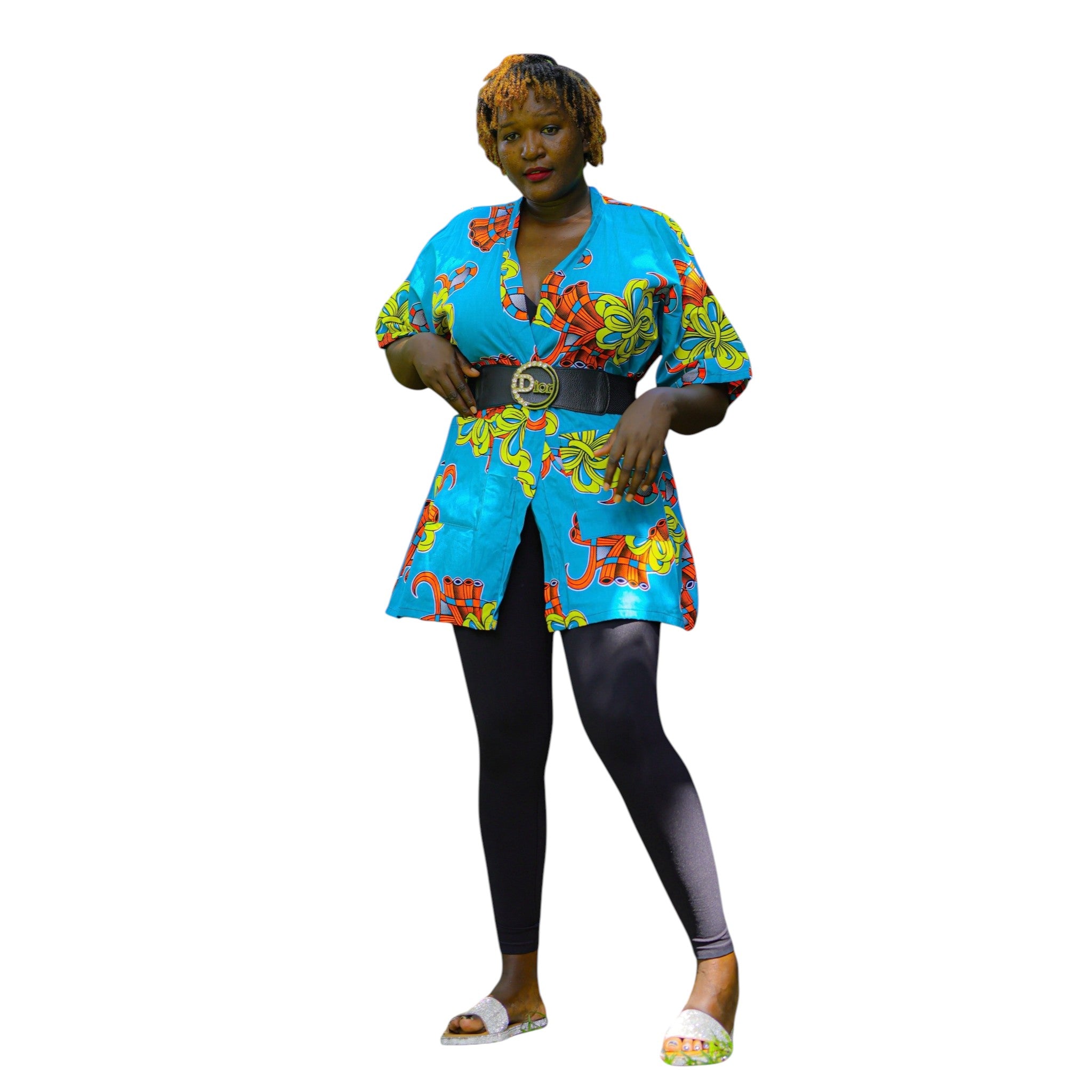 Azure Ribbon Short Kimono