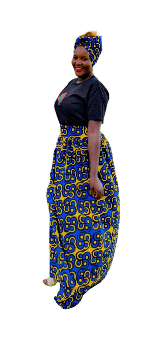 Long Ankara Rounded Floral