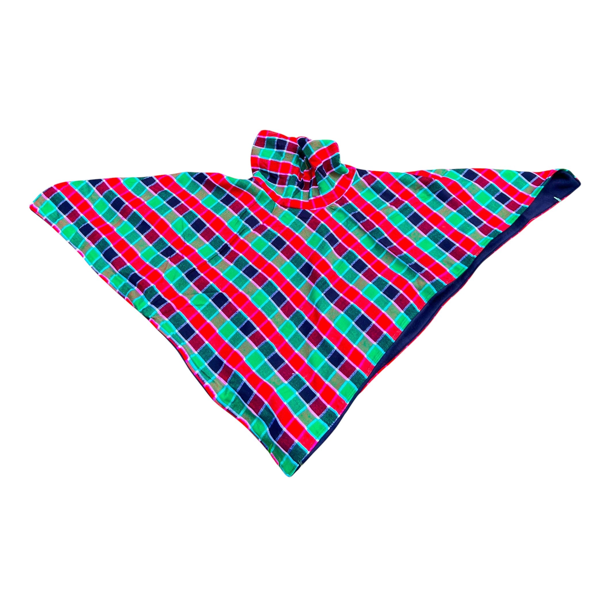 Maasai colours Poncho - Red Green Black