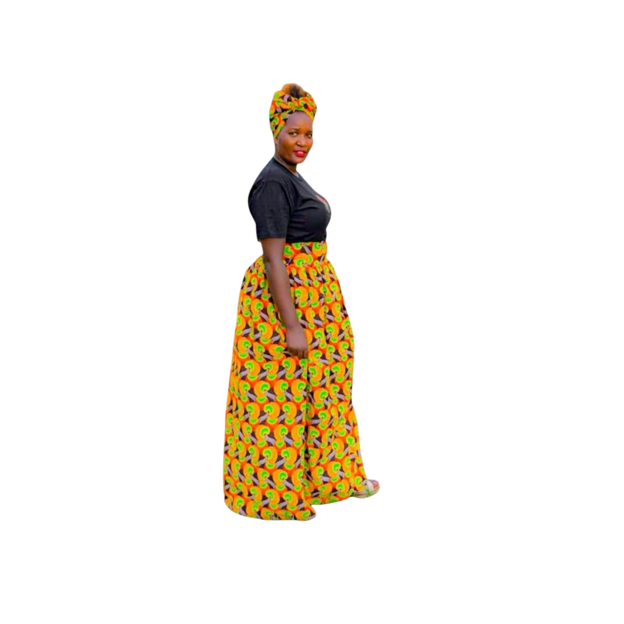 Ankara maxi Skirt - organge Petals