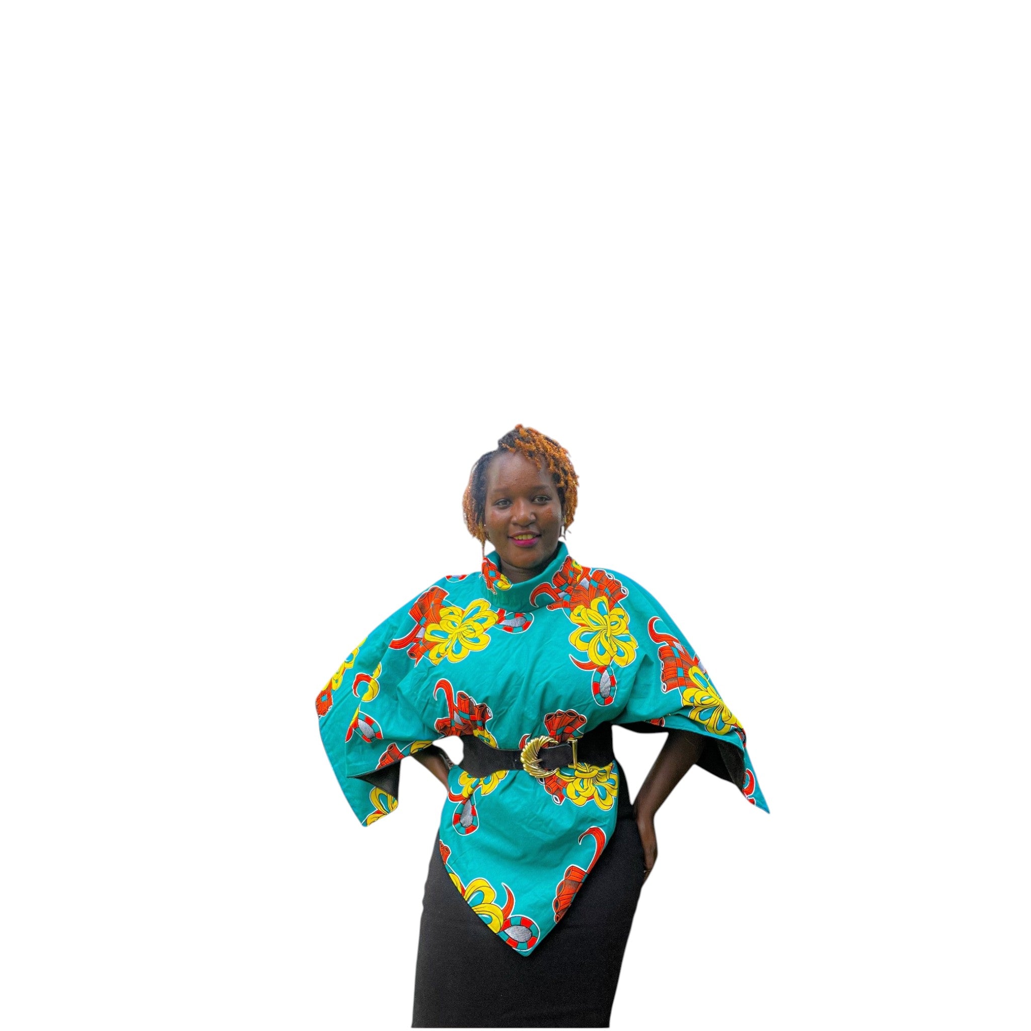 Ankara Poncho In Flower Print