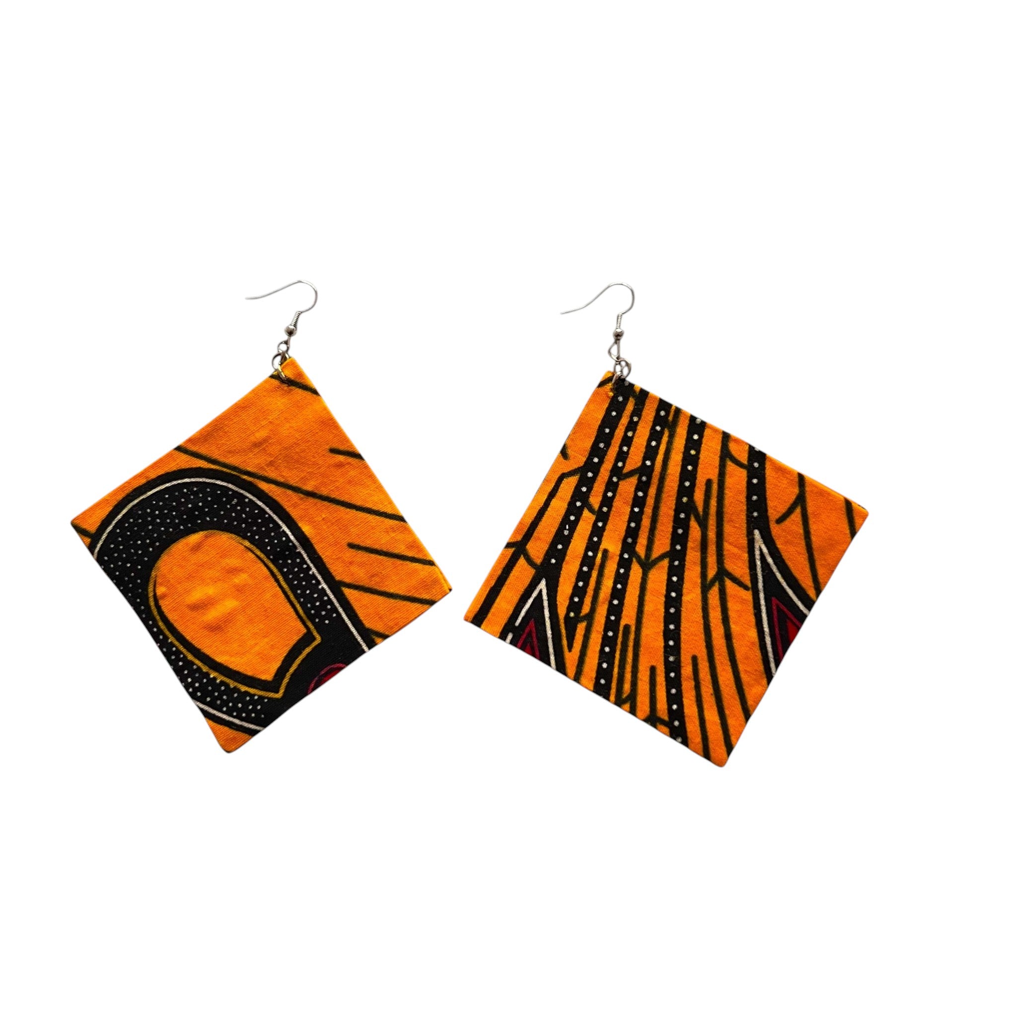 Square Earrings in orange