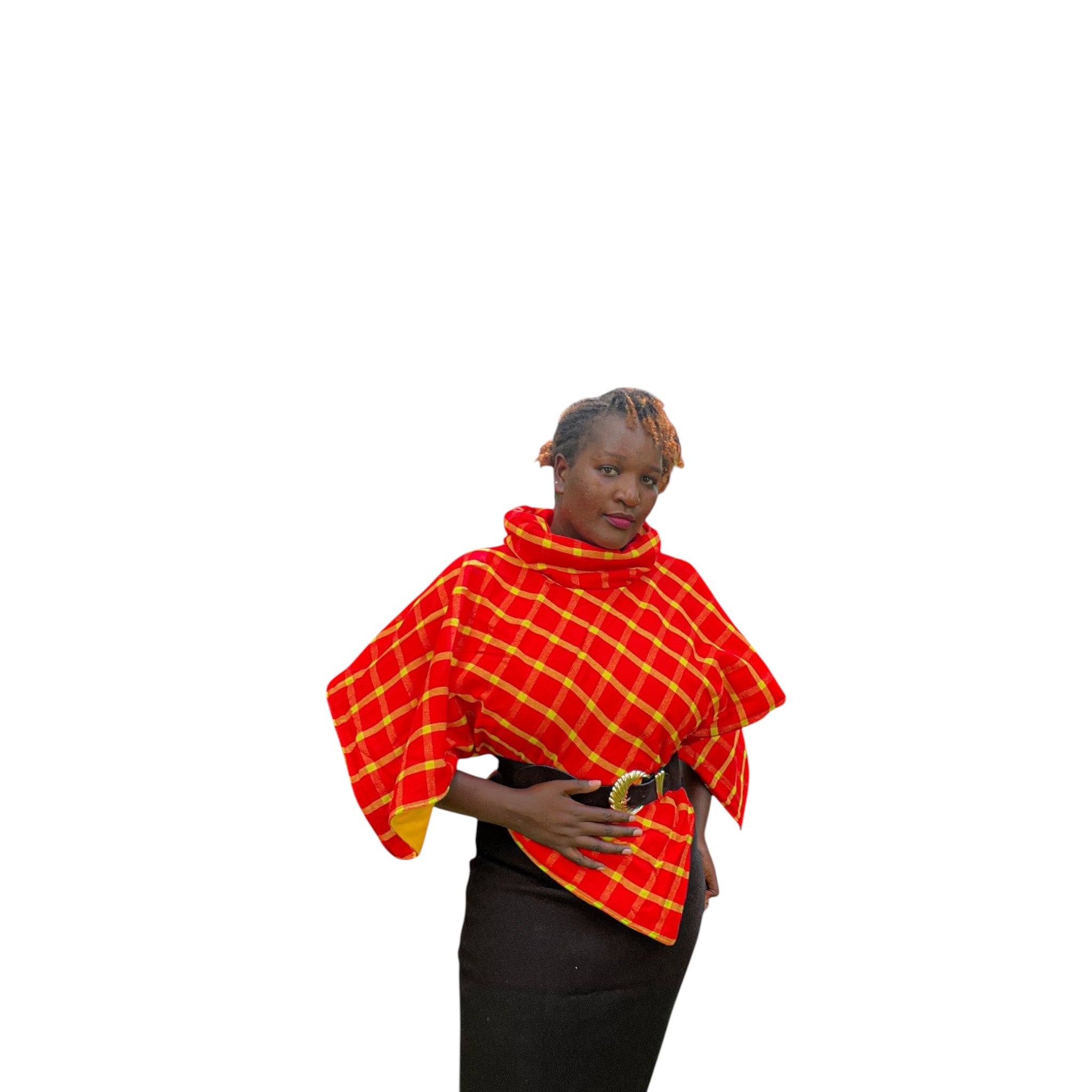 Maasai colours Poncho - Yellow Red