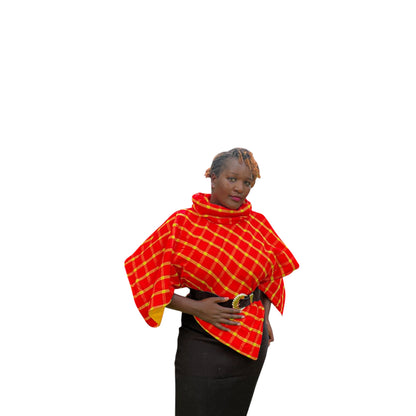Maasai colours Poncho - Yellow Red