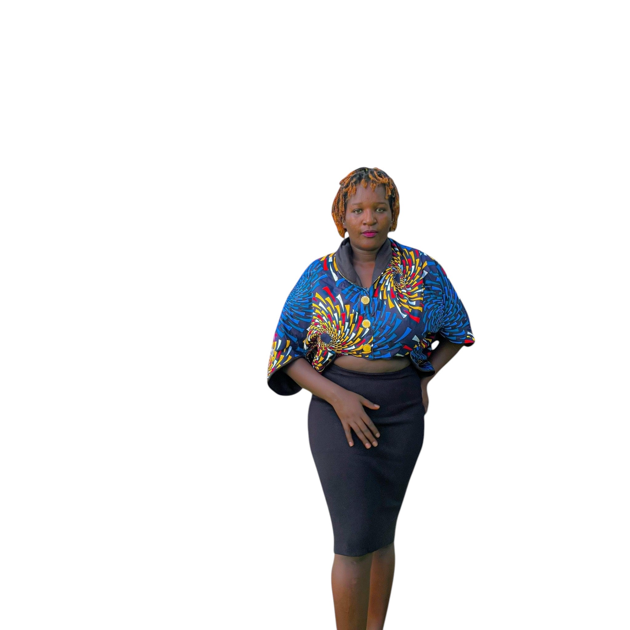 Crop Poncho in Navy Blue