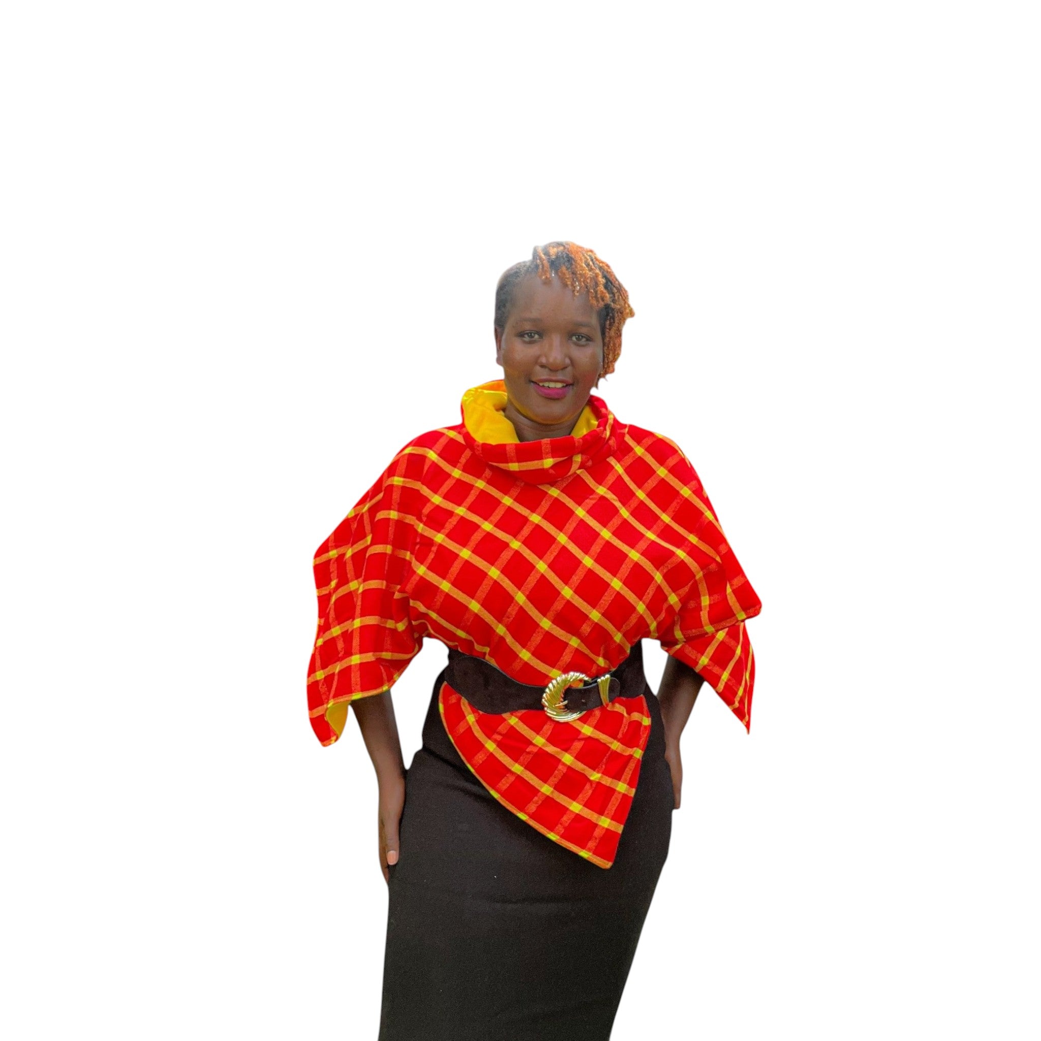 Maasai colours Poncho - Yellow Red