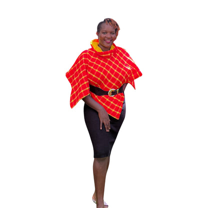 Maasai colours Poncho - Yellow Red