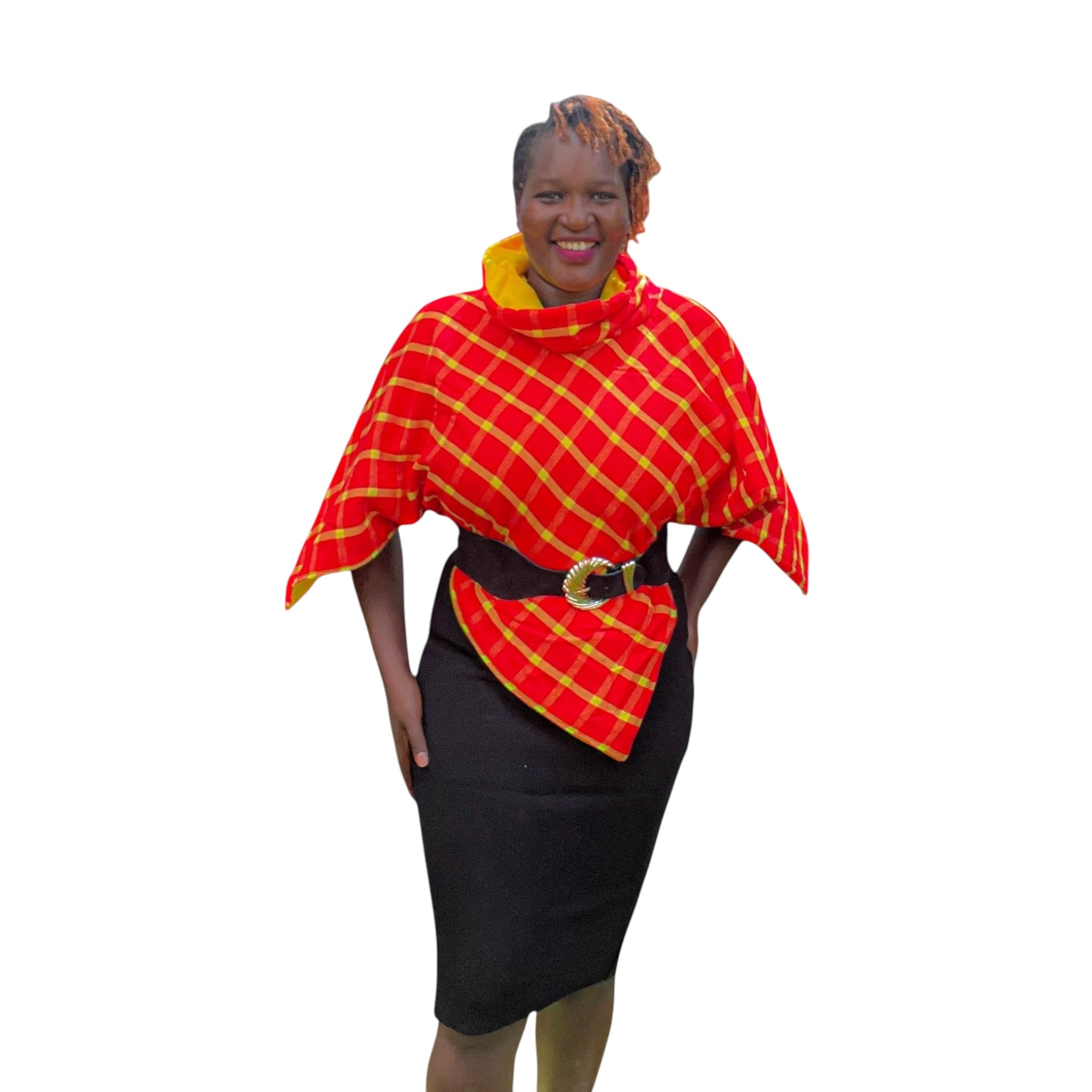 Maasai colours Poncho - Yellow Red
