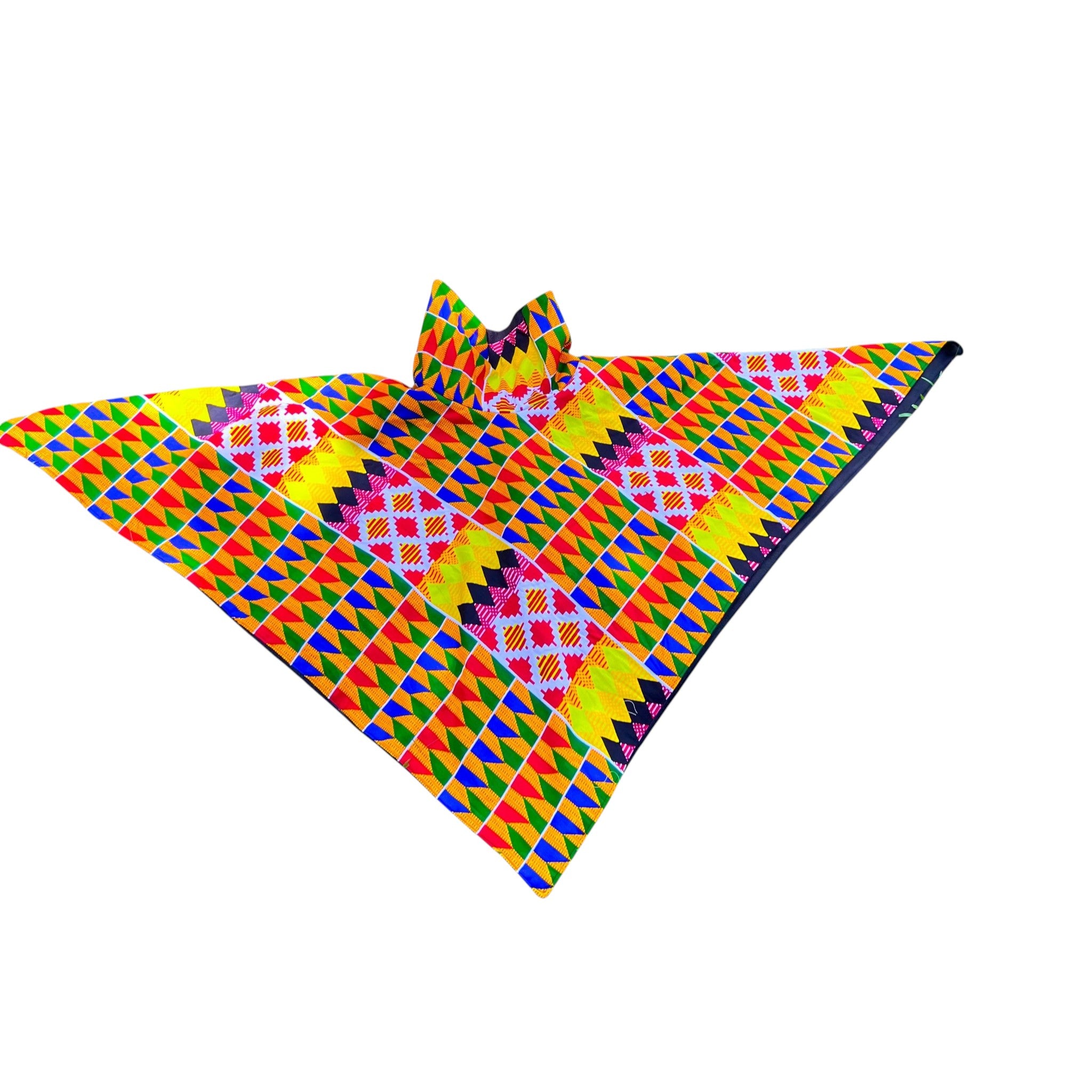 Ankara Poncho In Diagonal Print