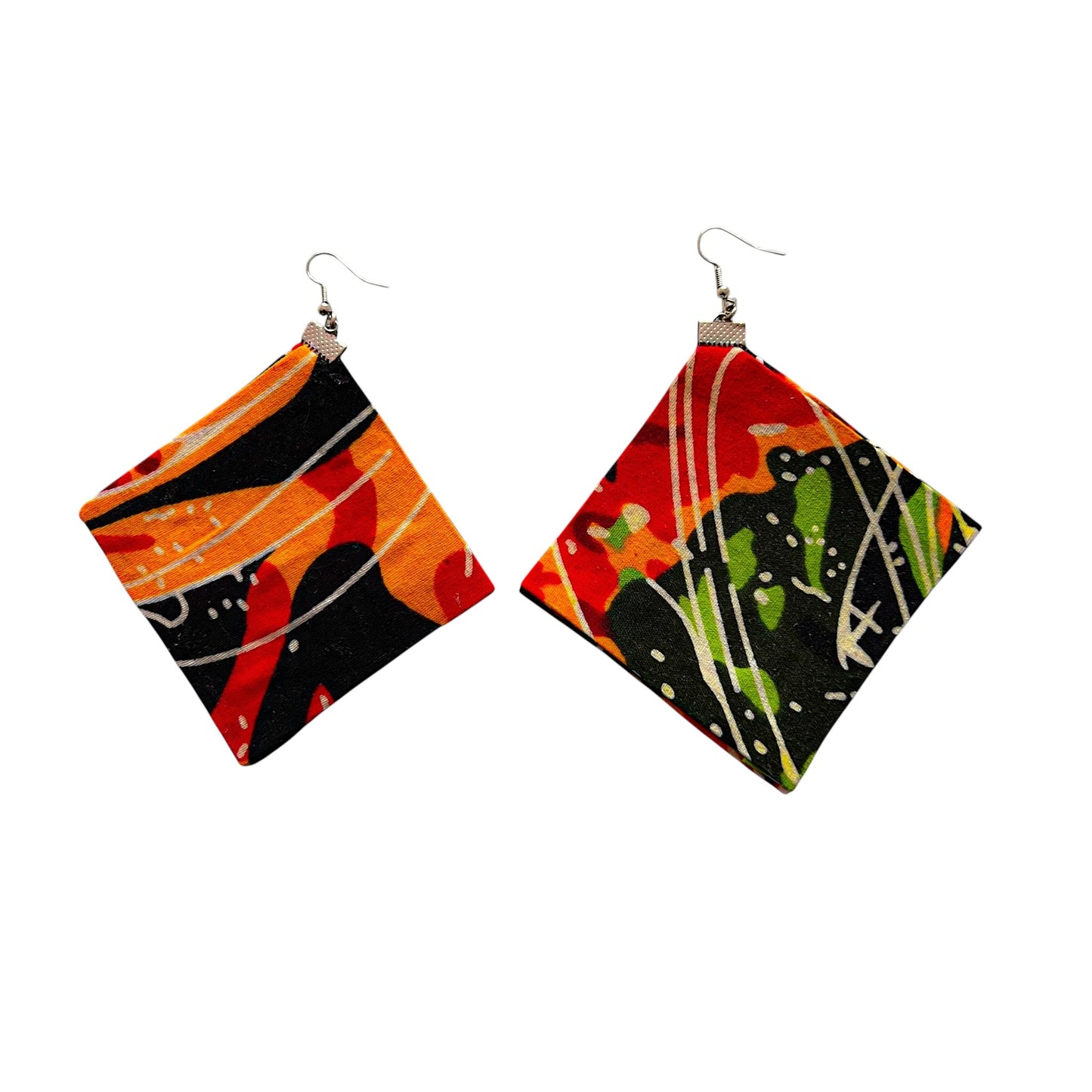 Square Earrings in Painted Canvas