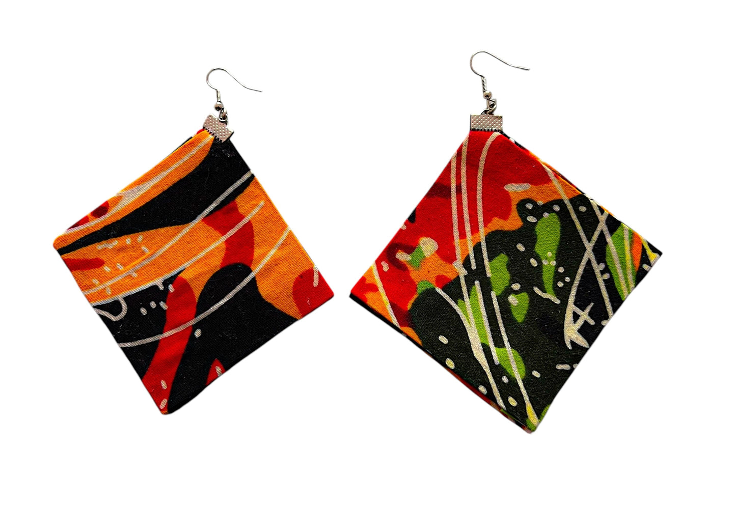 Square Earrings in Painted Canvas