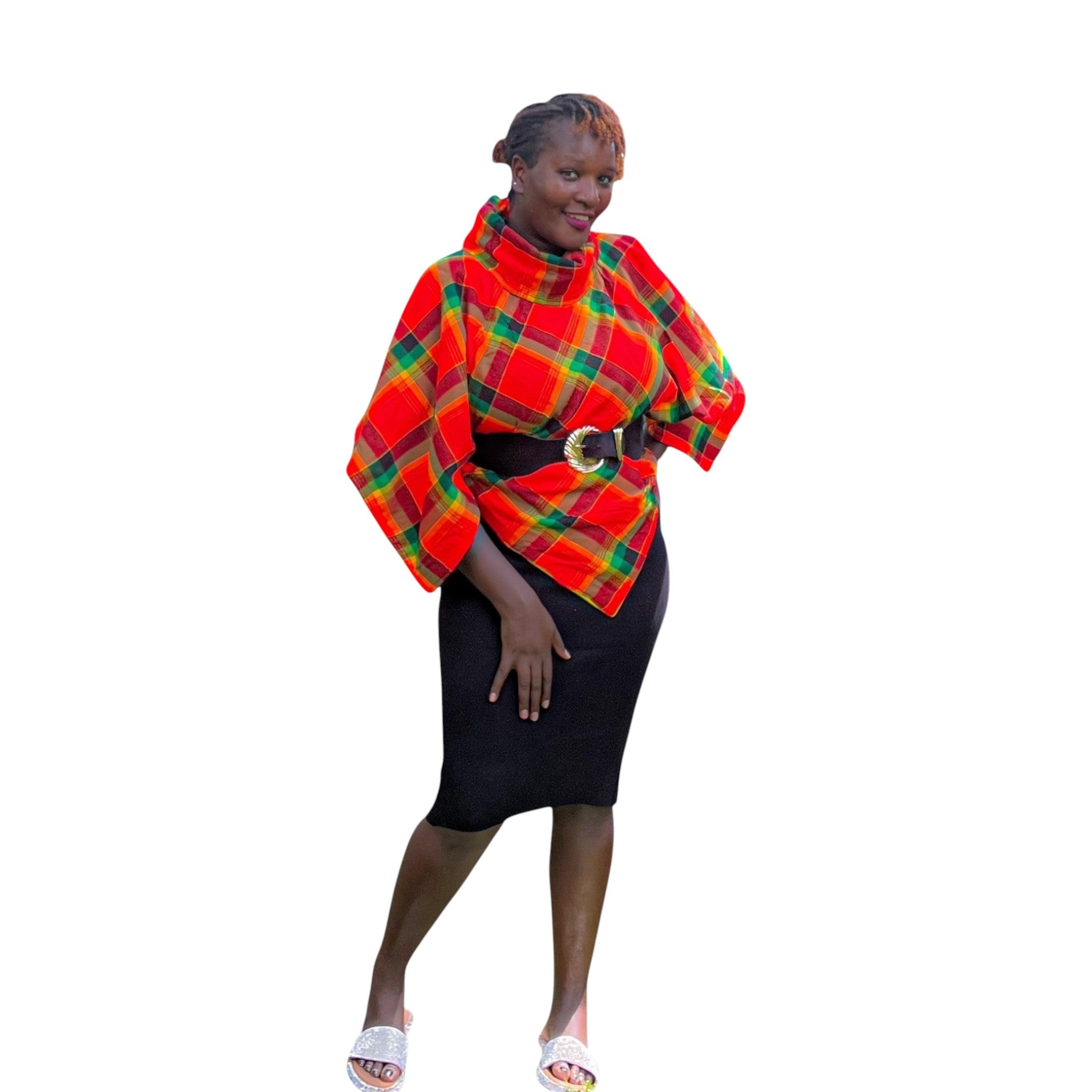 Maasai colours Poncho - Red orange