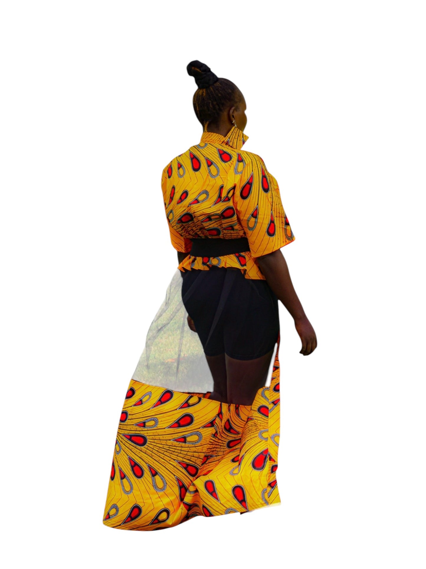 Mesh Kimono - orange Teardrops