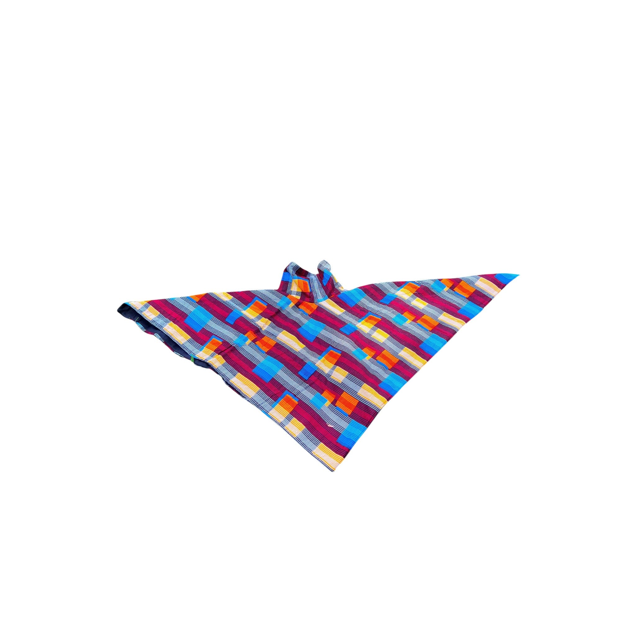 Ankara Poncho - Blue Maroon