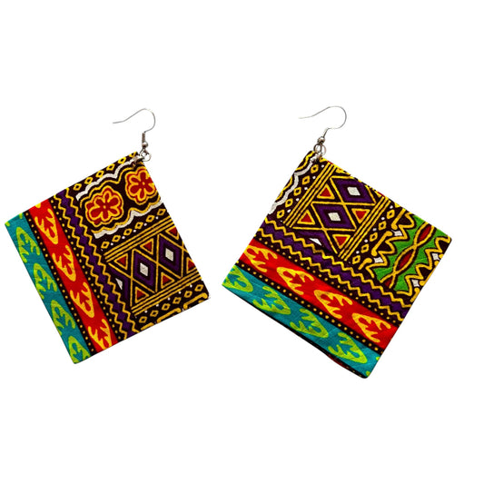 Square Earrings in Tribal