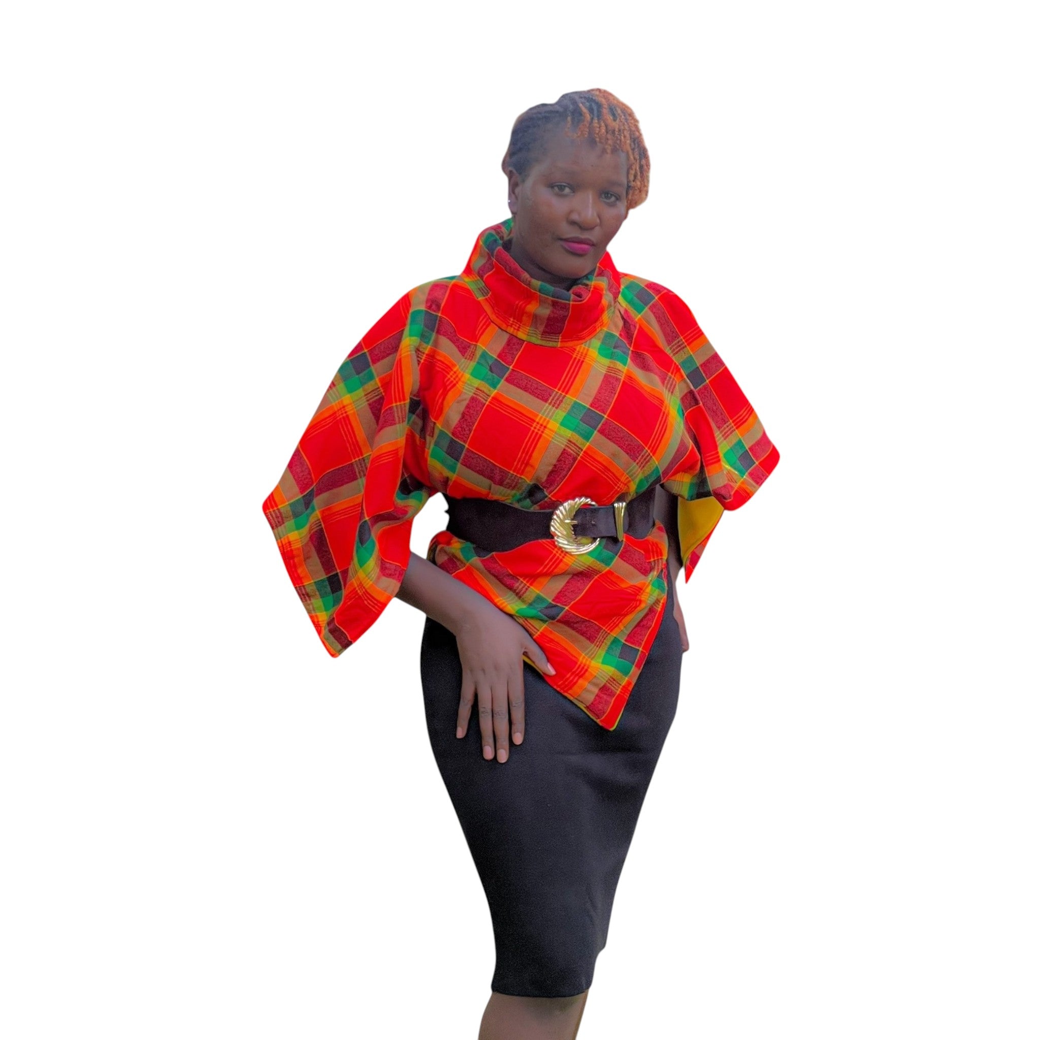 Maasai colours Poncho - Red orange