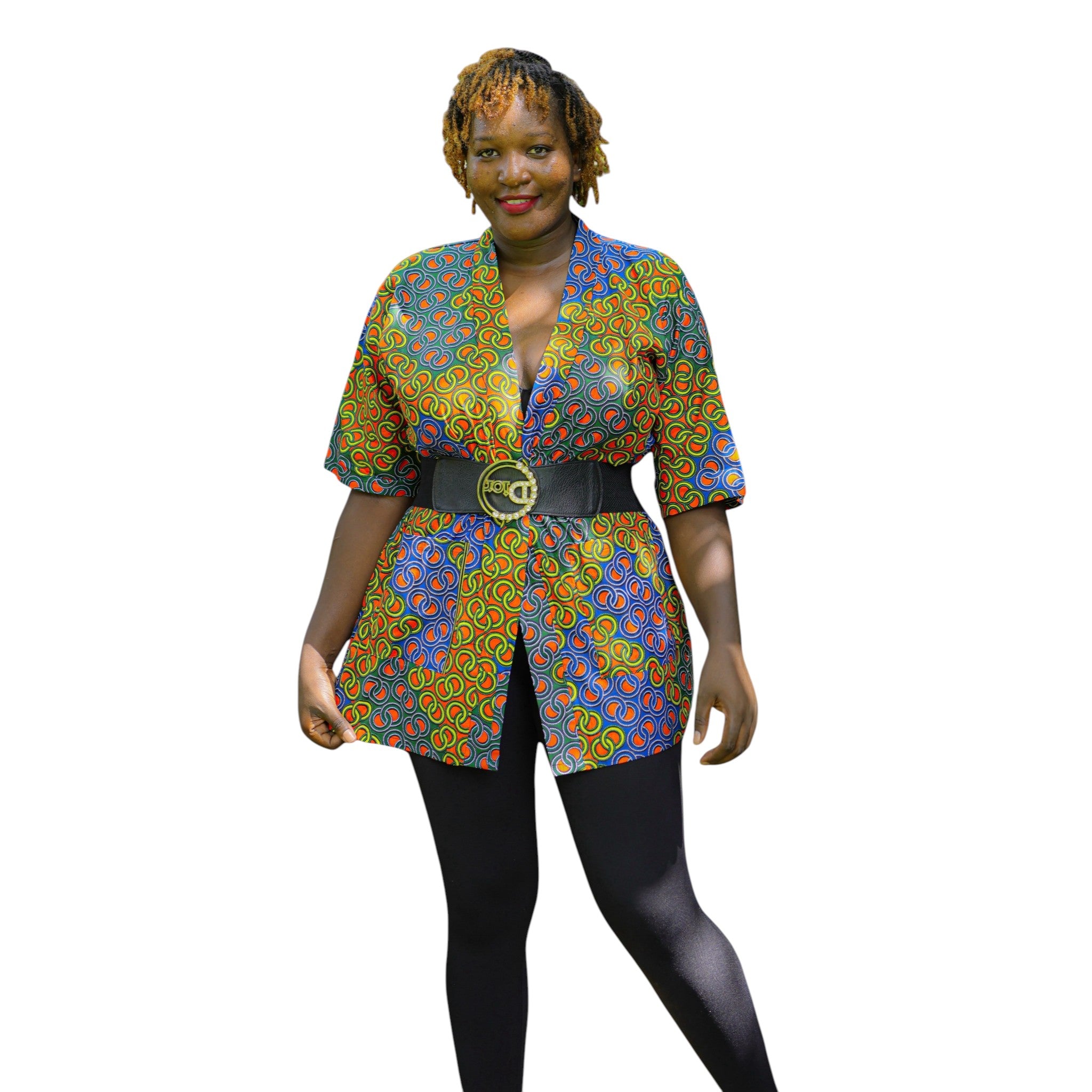 Round Abstract Short Kimono