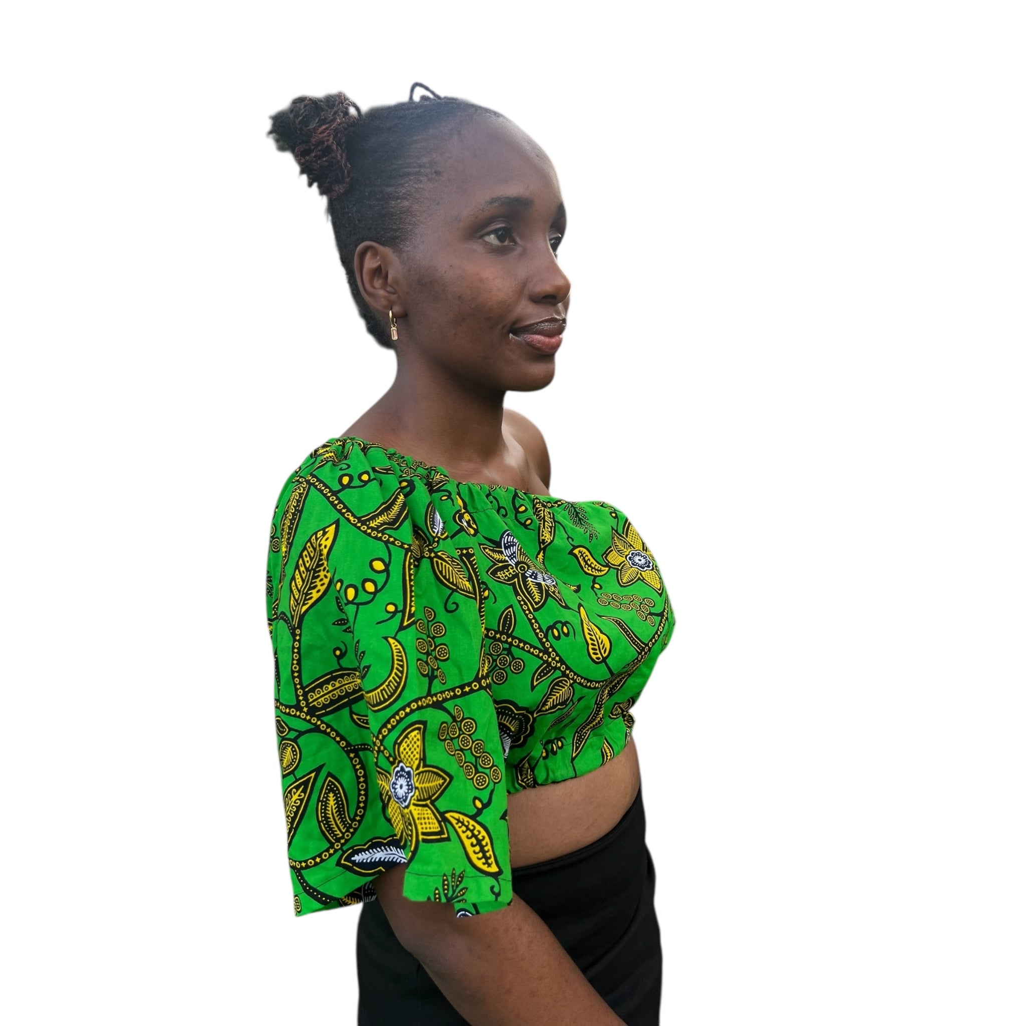 Crop offshoulder top - Green yellow