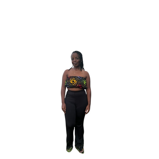 Crop  top - Black Yellow Red