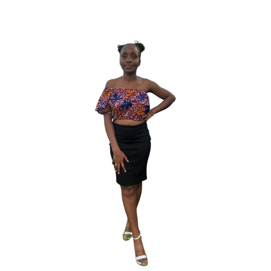 Crop offshoulder top - Colourful Maroon