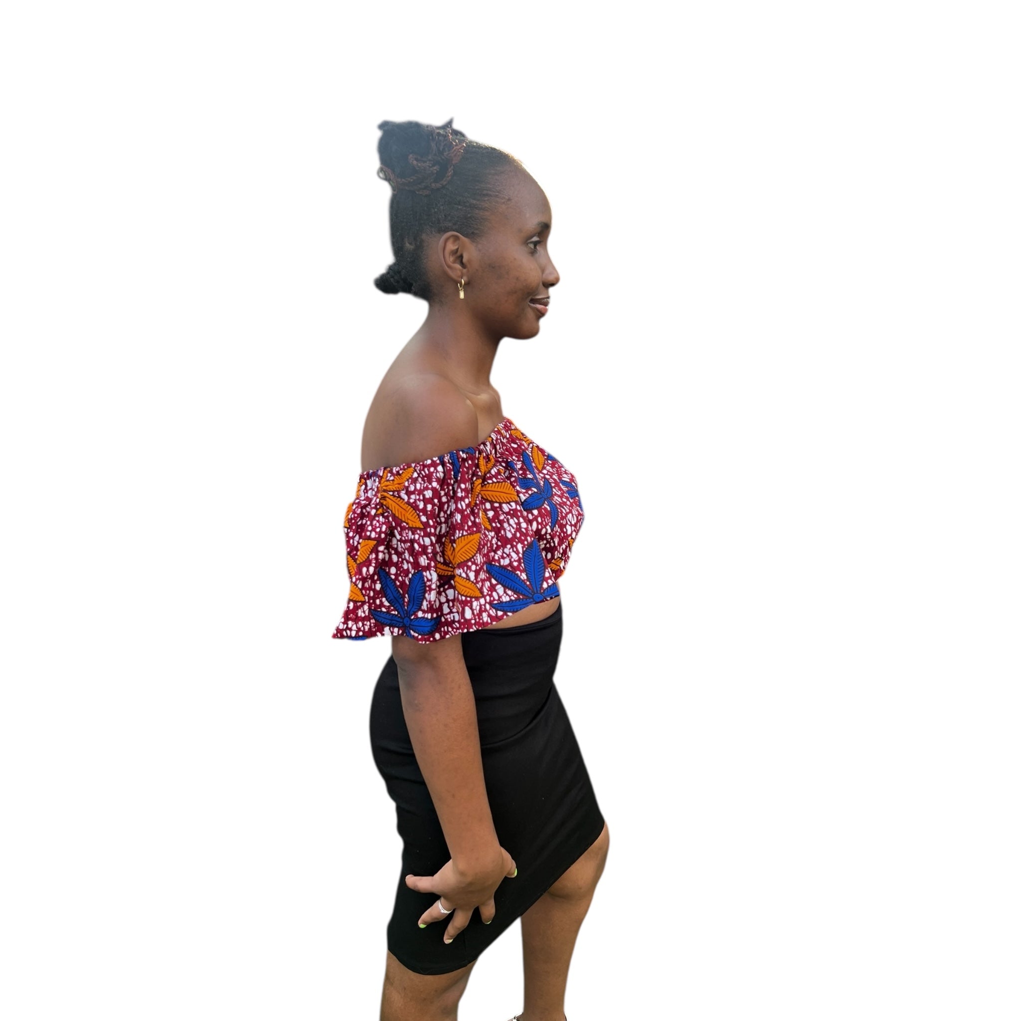 Crop offshoulder top - Colourful Maroon