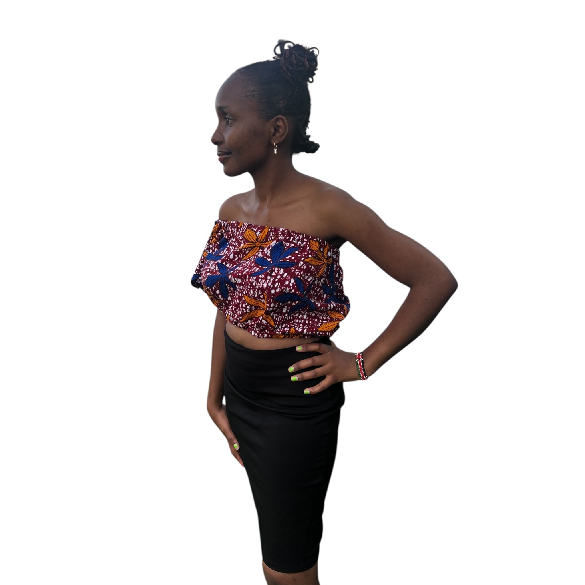 Crop offshoulder top - Colourful Maroon